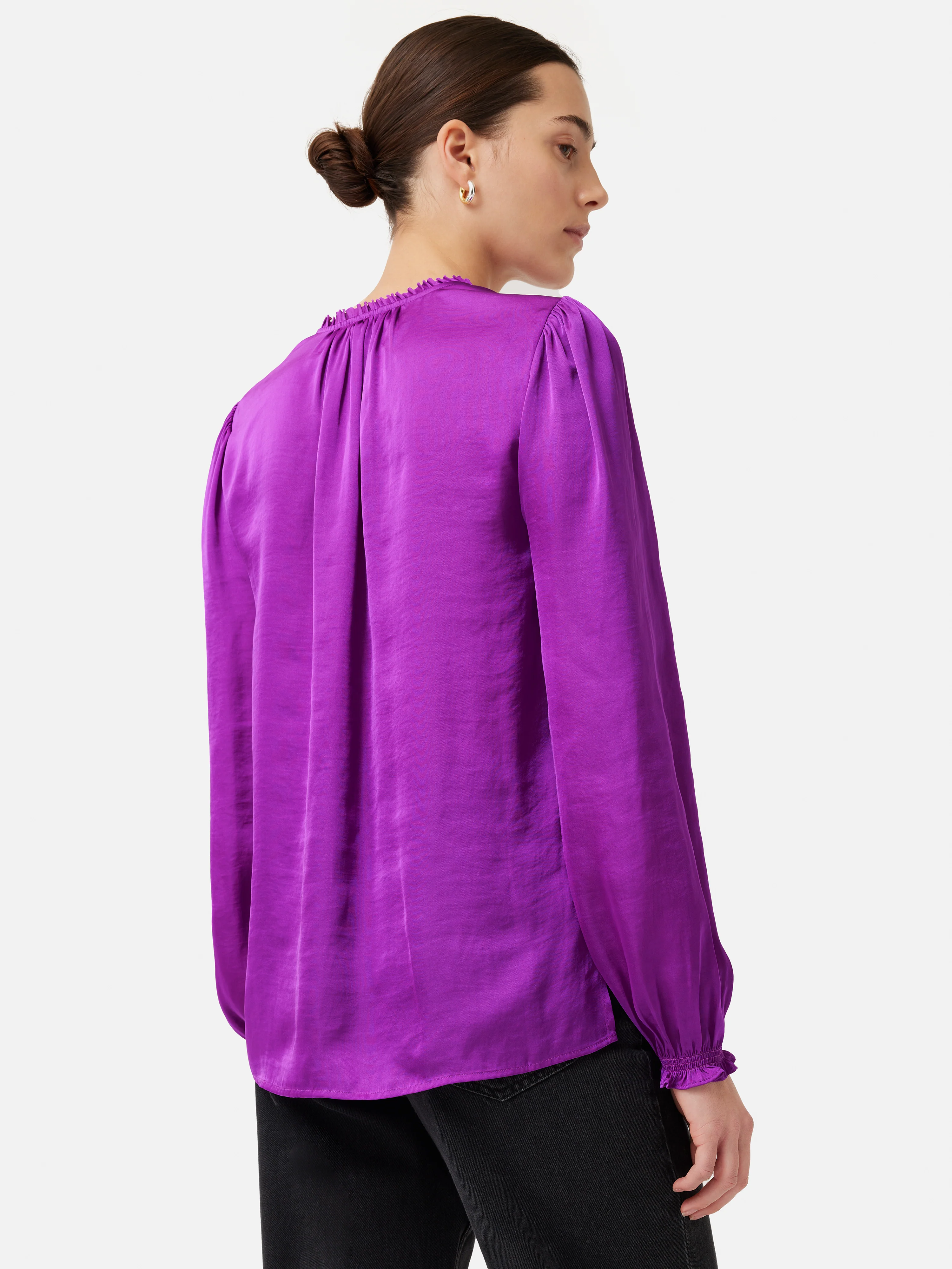 Recycled Satin V Neck Top | Purple - Image 5