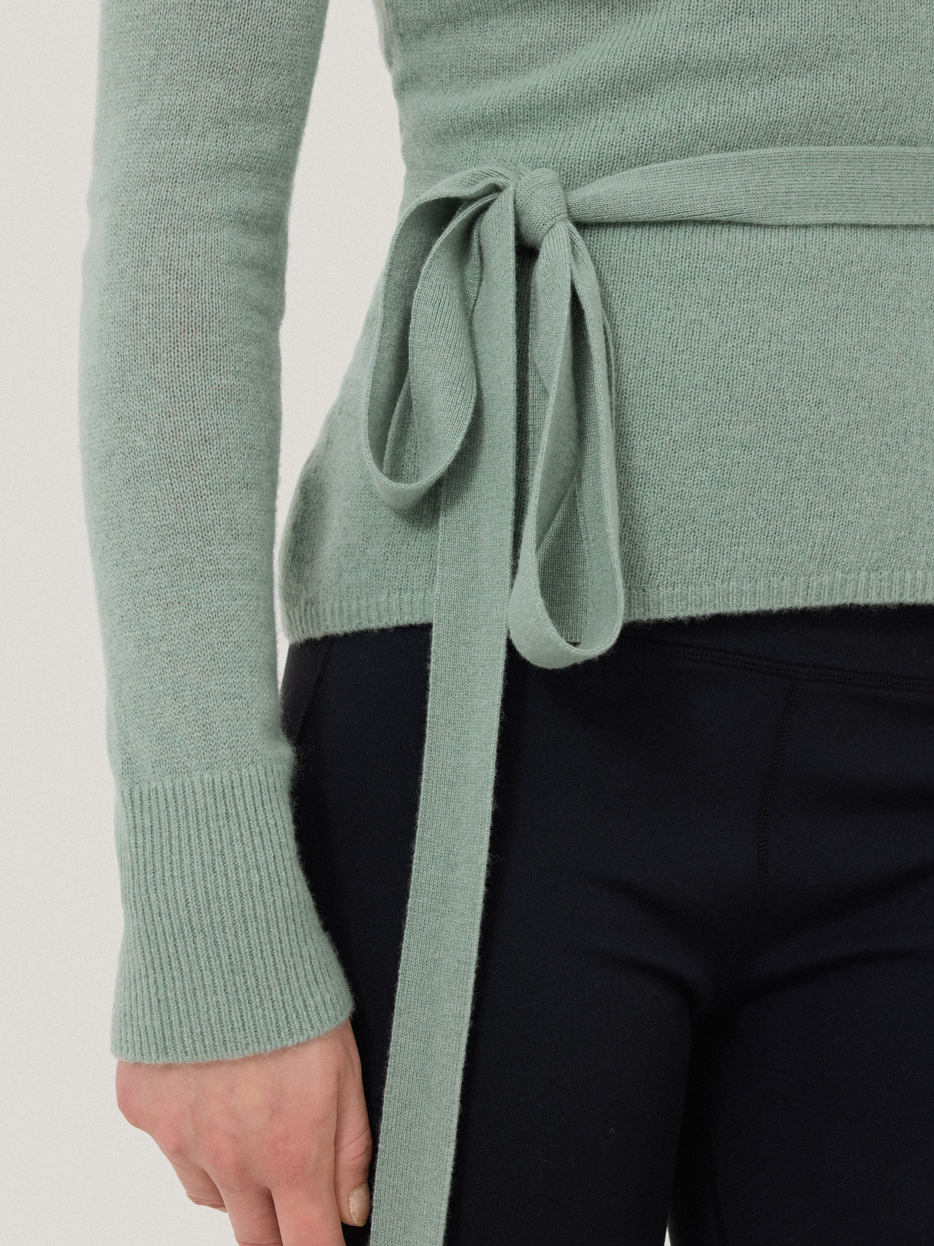 Ribbed Wrap Cardigan | Green - Image 5