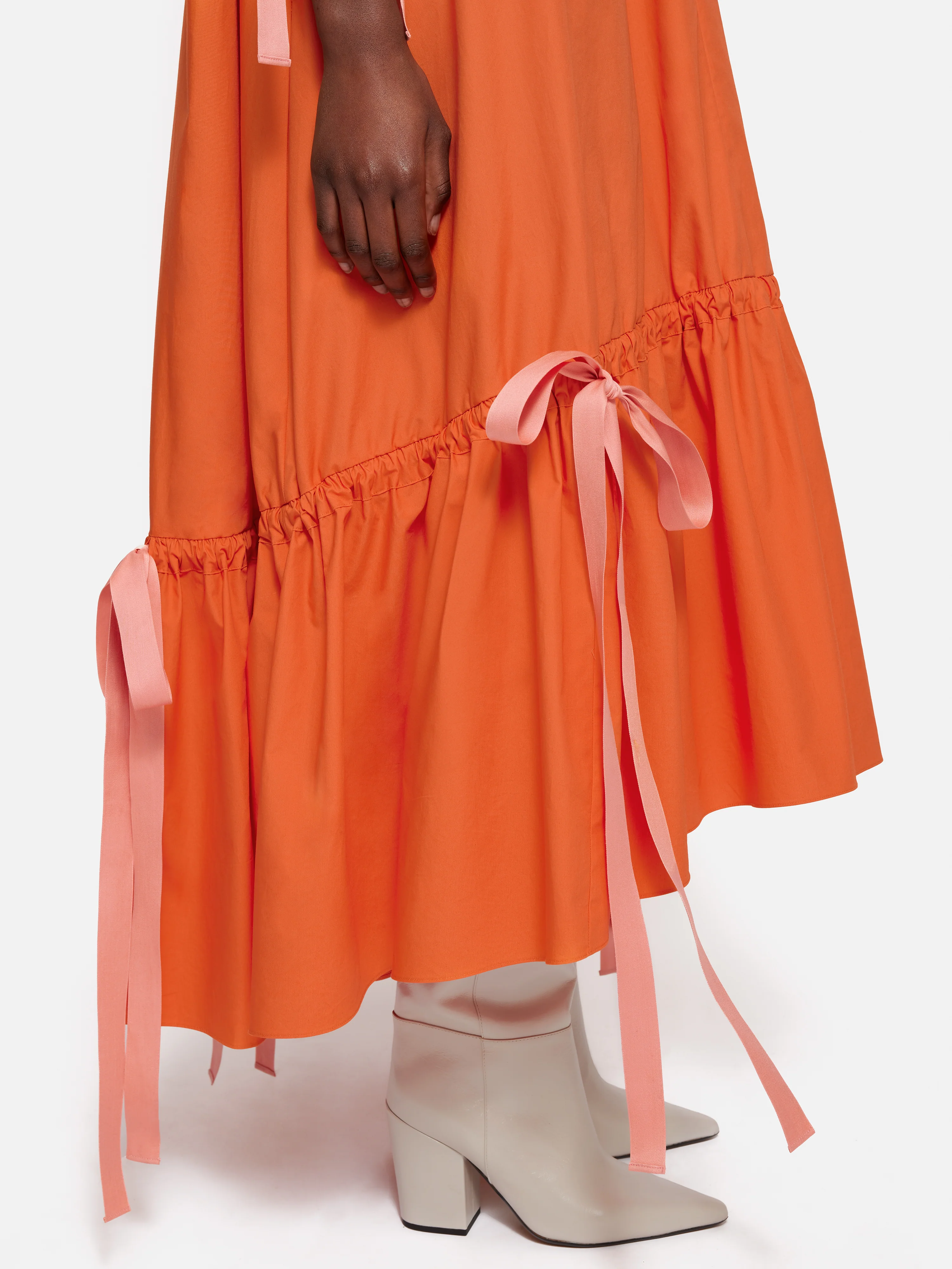 Roksanda Cotton V Neck Dress | Orange - Image 3