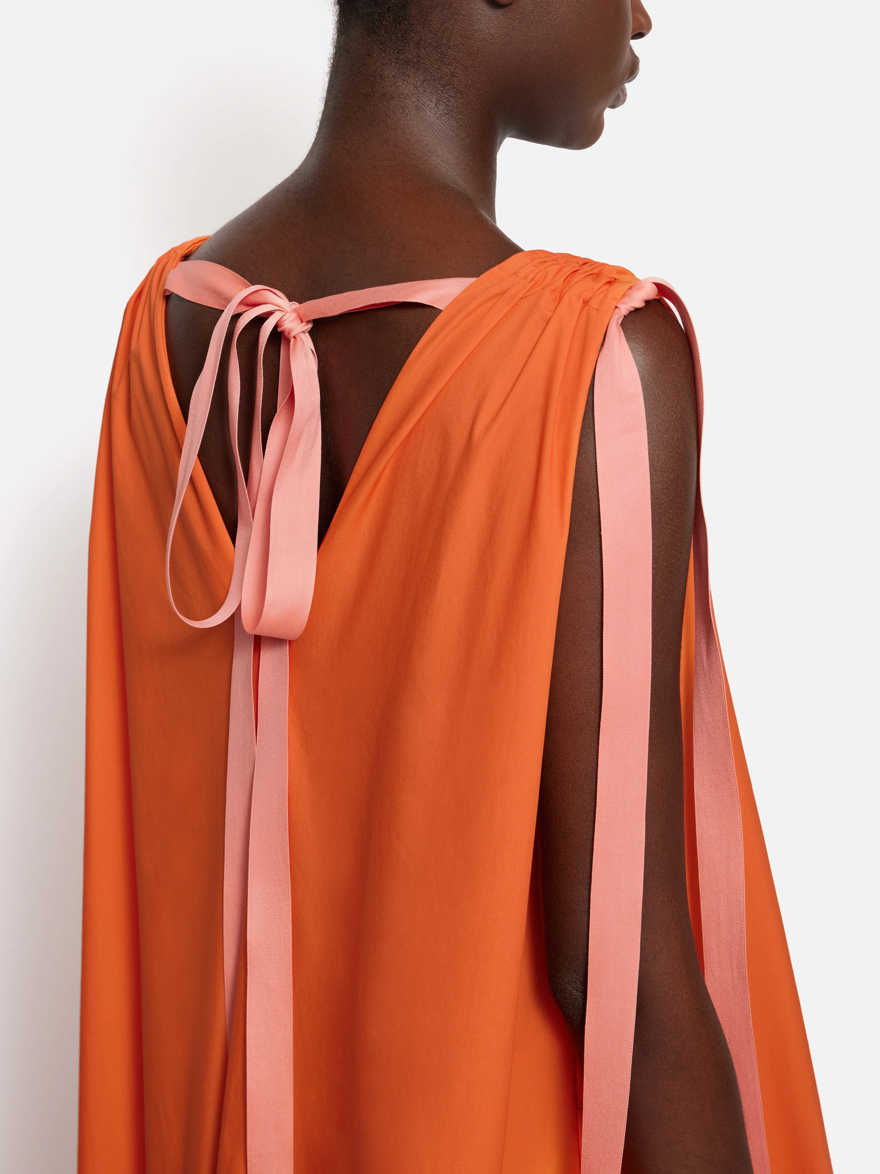 Roksanda Cotton V Neck Dress | Orange - Image 4