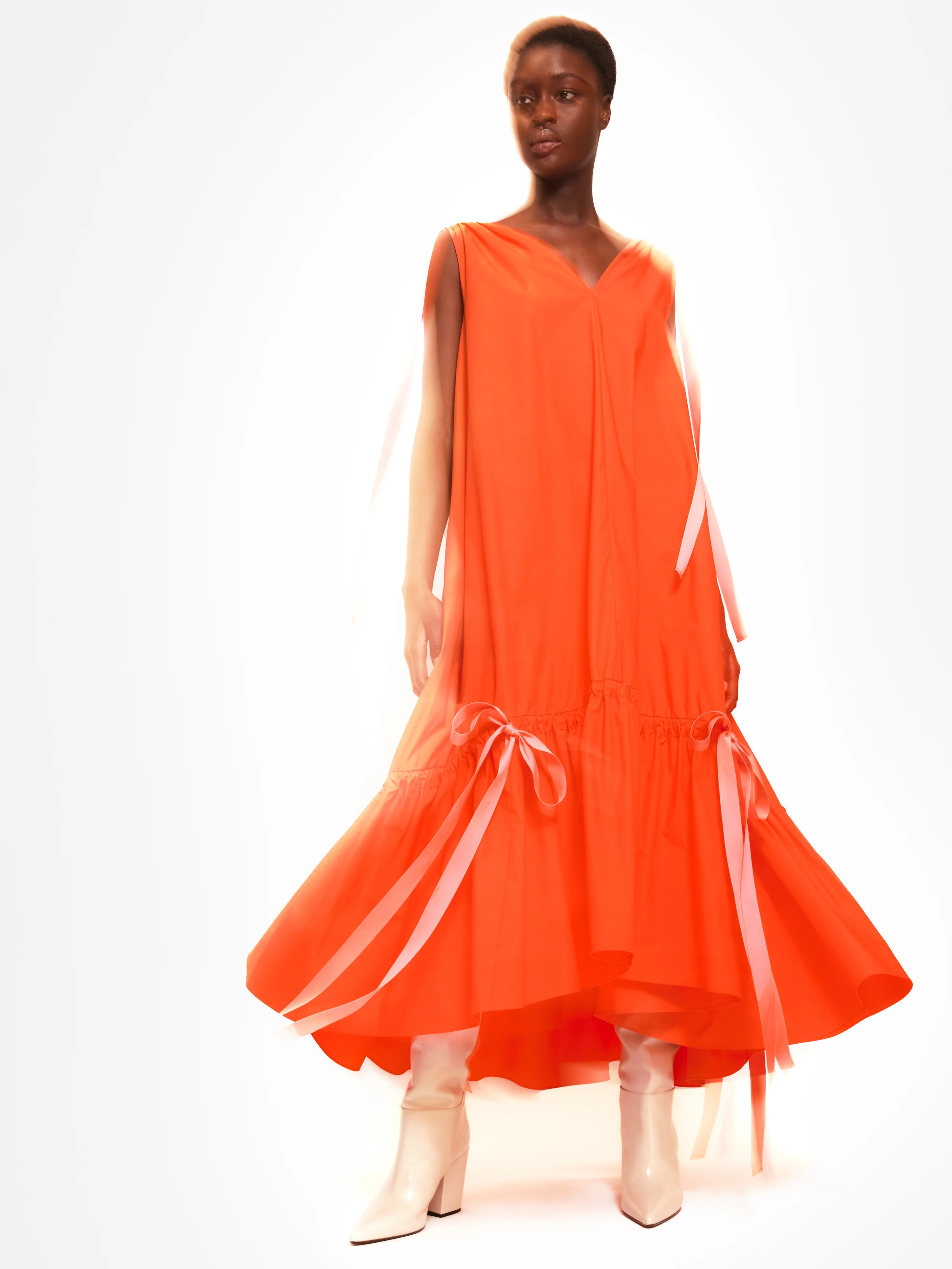 Roksanda Cotton V Neck Dress | Orange - Image 7