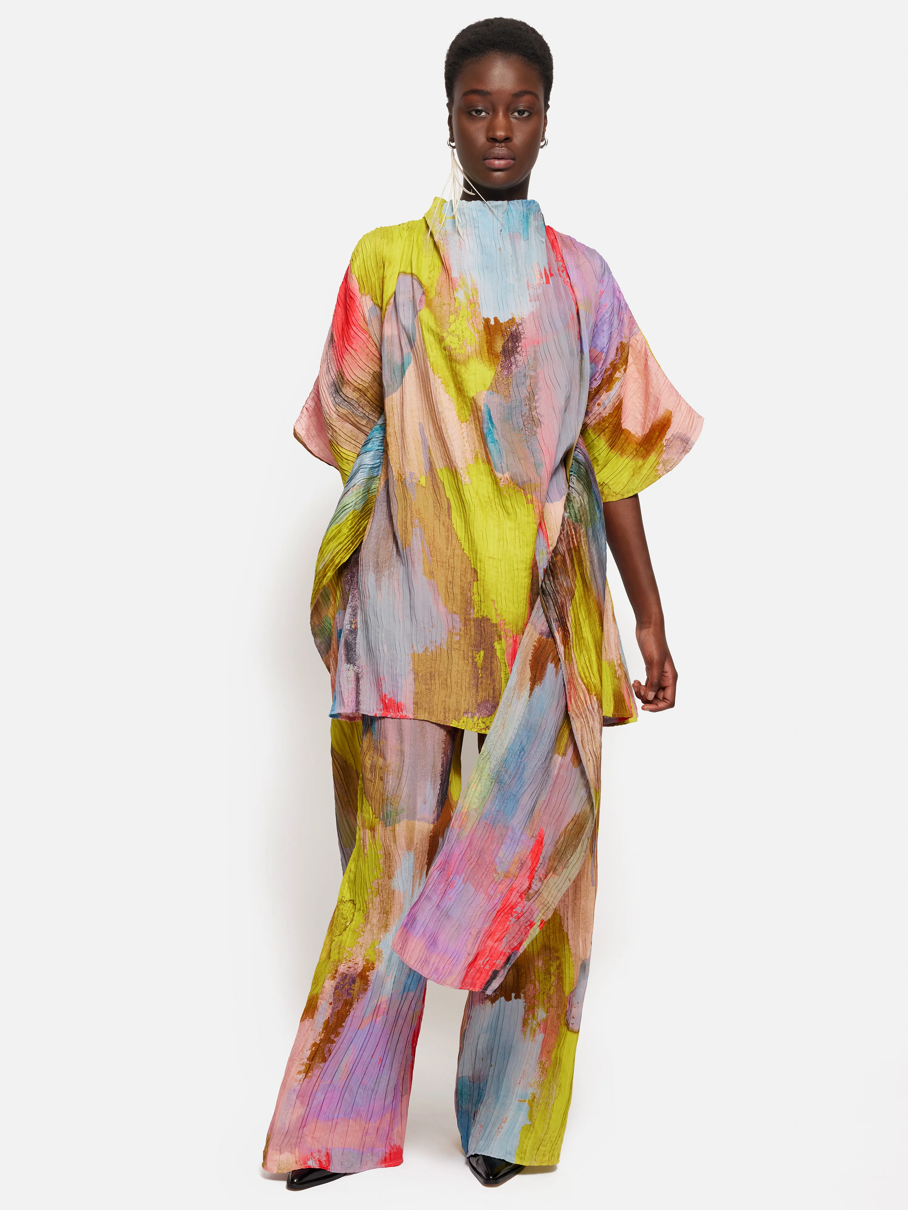 Roksanda Plisse Silk Trouser | Multi - Image 3