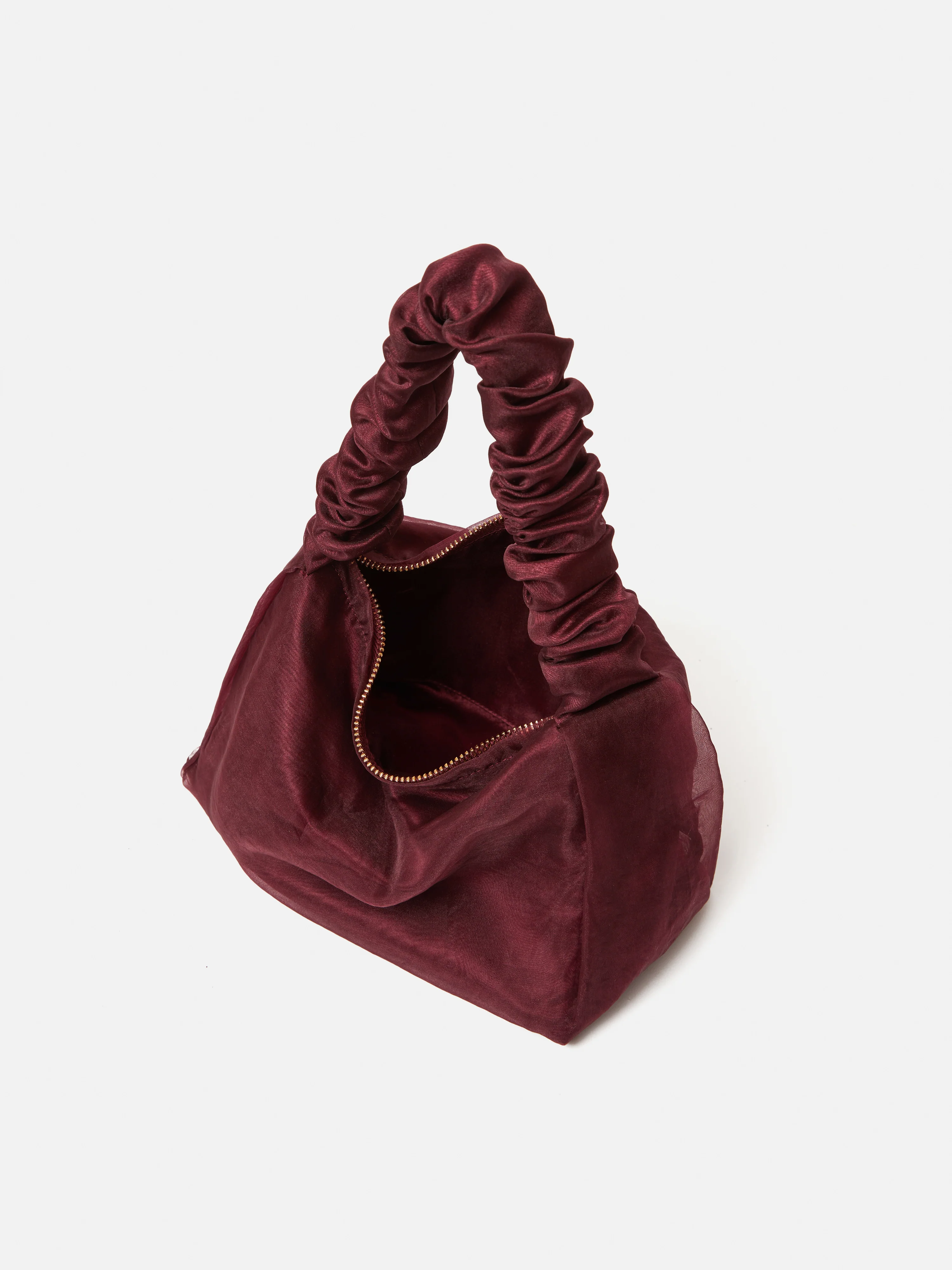 Ruched Organza Mini Bag | Burgundy - Image 4
