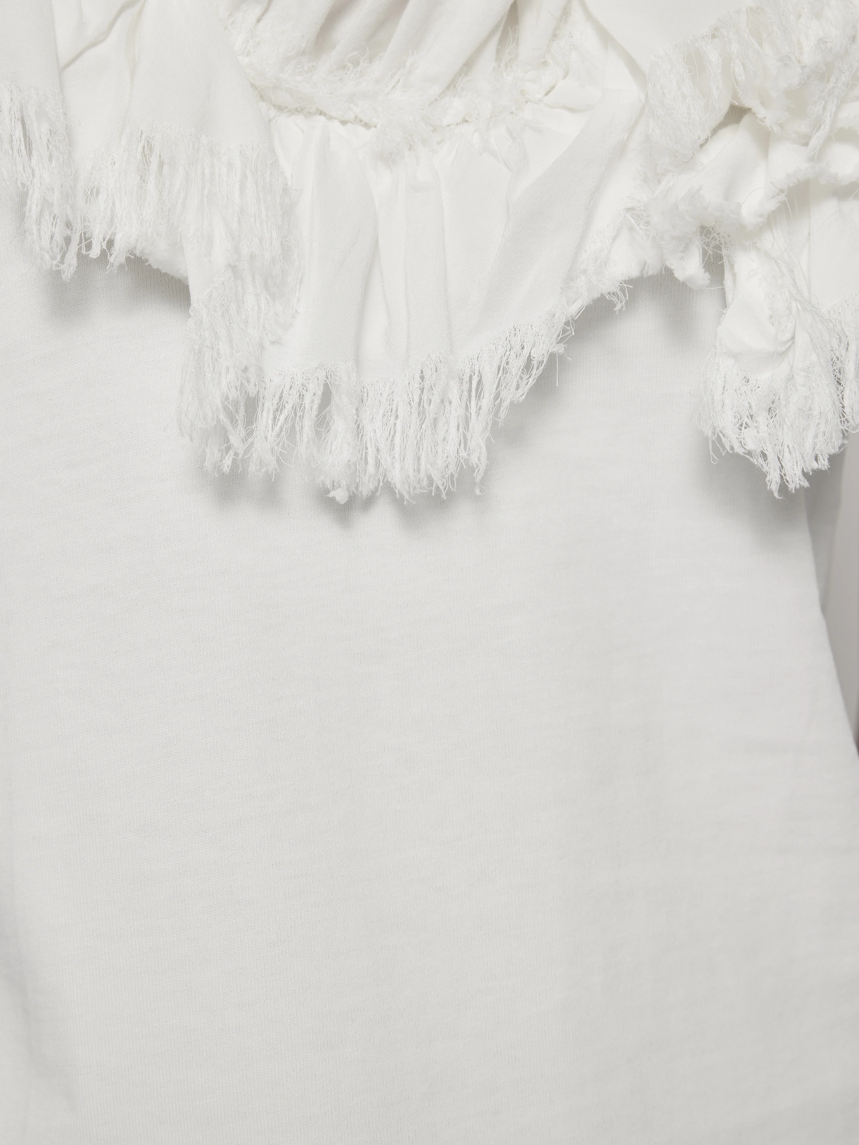 Ruffle Trim Jersey Top | White - Image 7