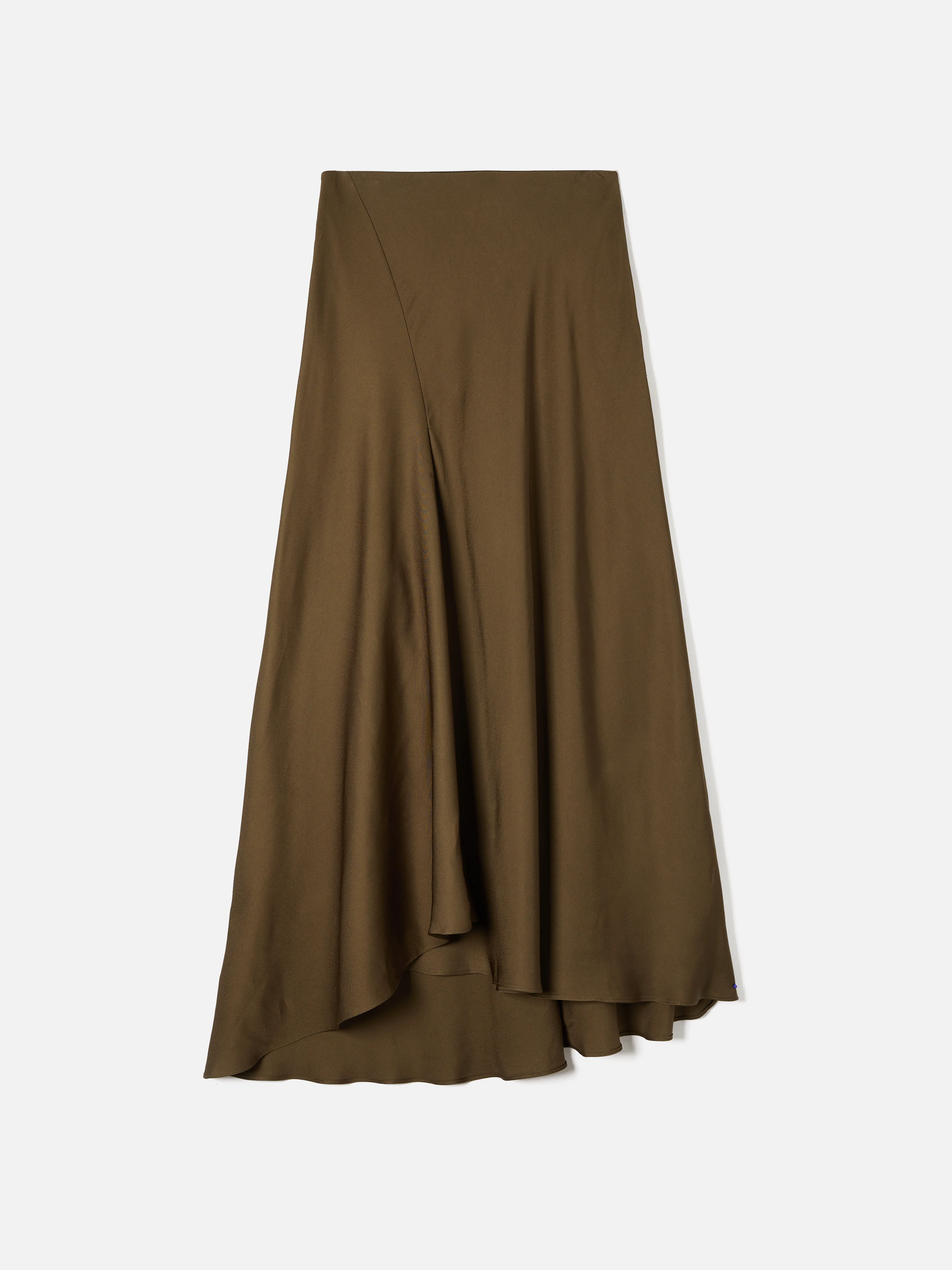 Satin Bias Asymmetric Skirt | Dark Khaki - Image 8