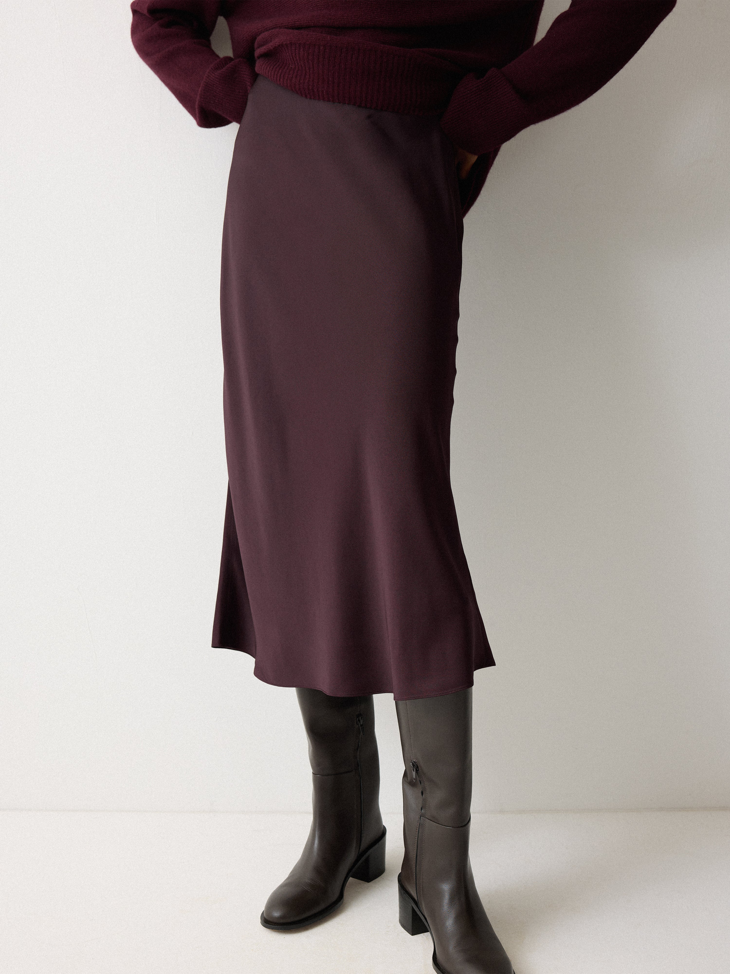 Satin Bias Midi Skirt | Purple - Image 2