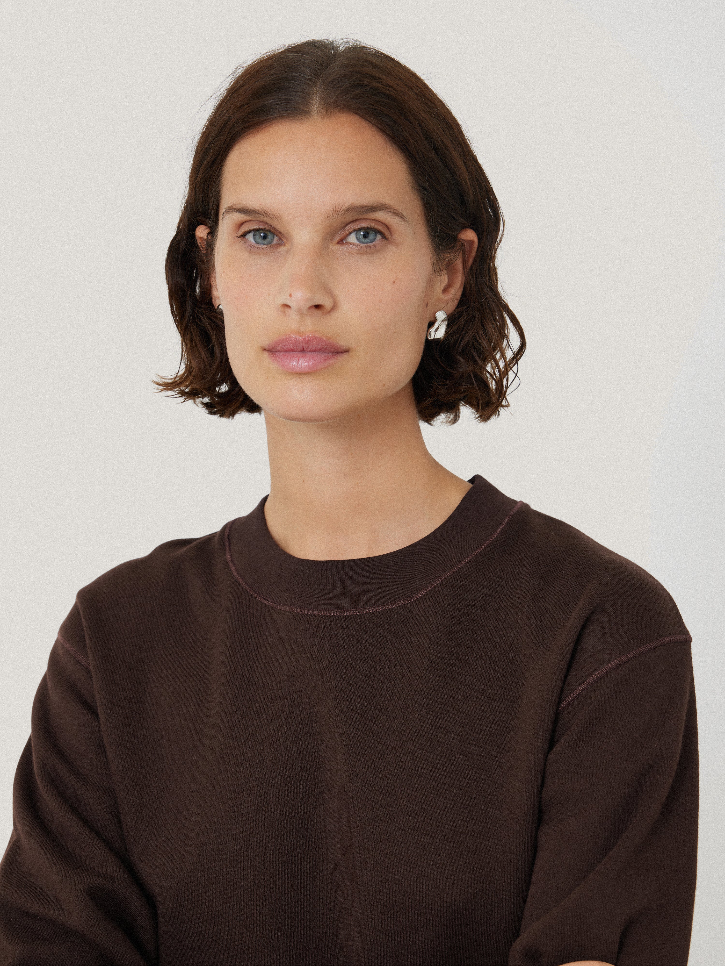 Satin Cuff Jersey Sweatshirt | Chocolate - Image 4