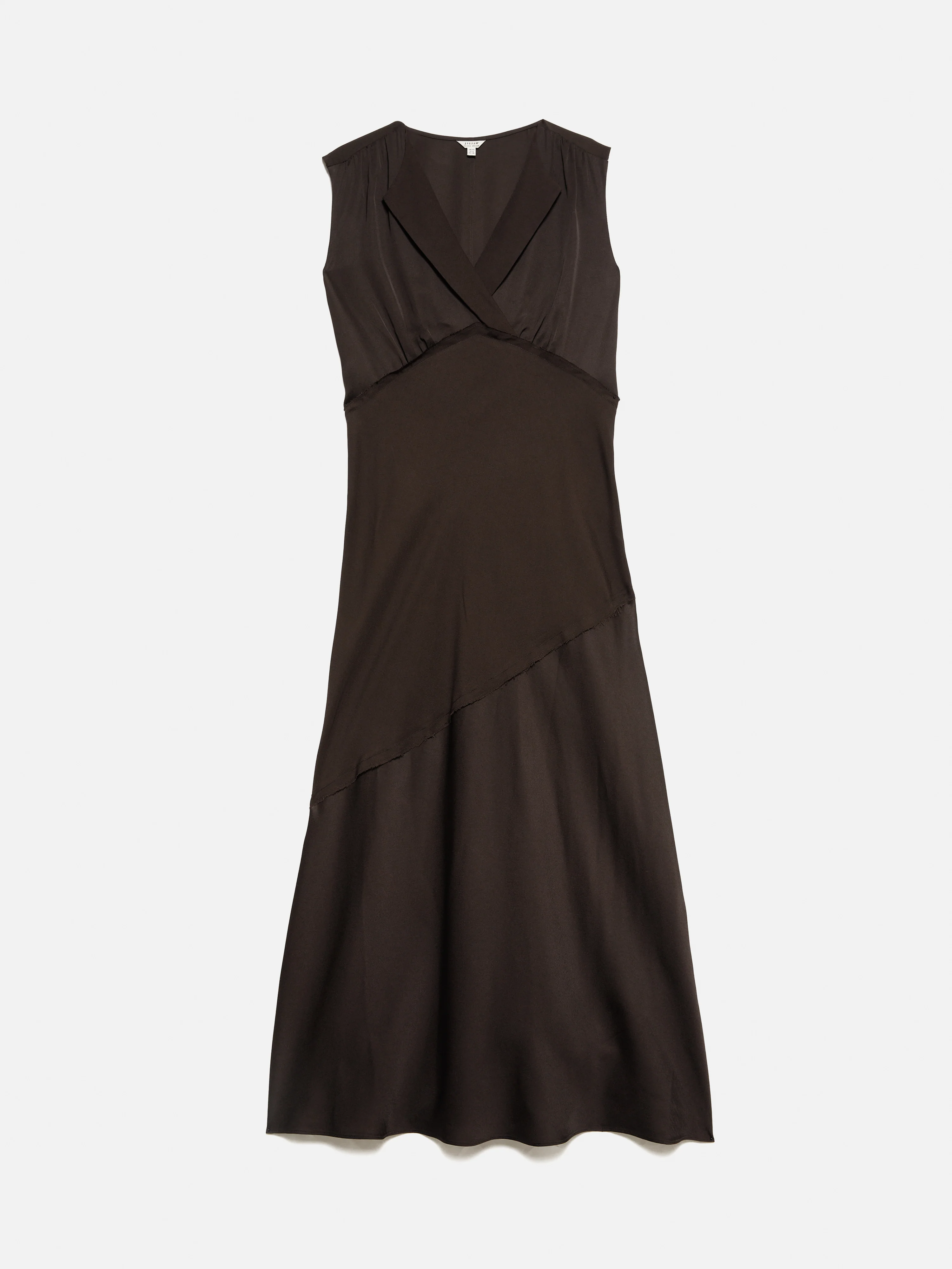 Satin Sleeveless V Neck Dress | Brown - Image 8