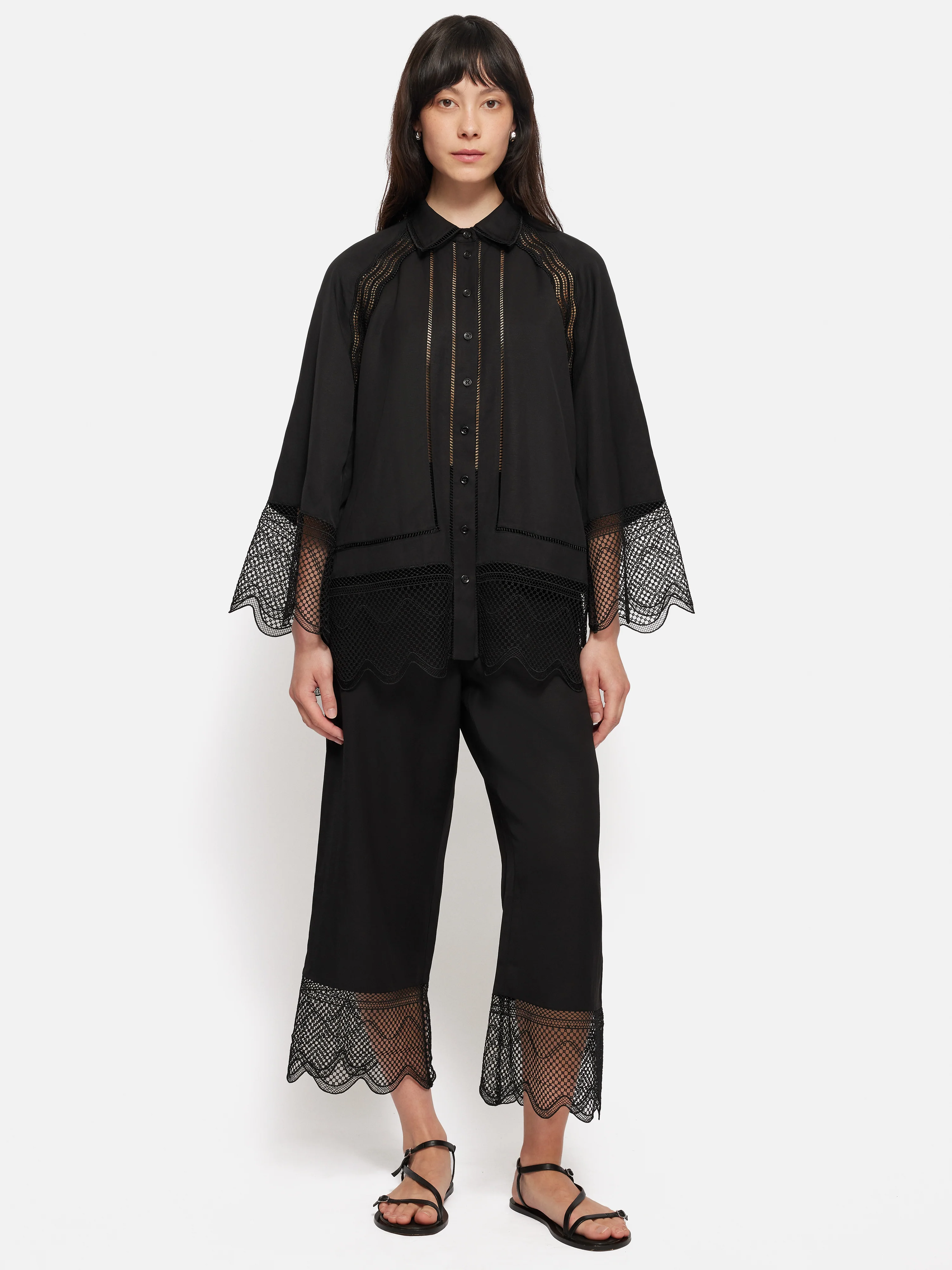 Scallop Trim Shirt | Black - Image 3