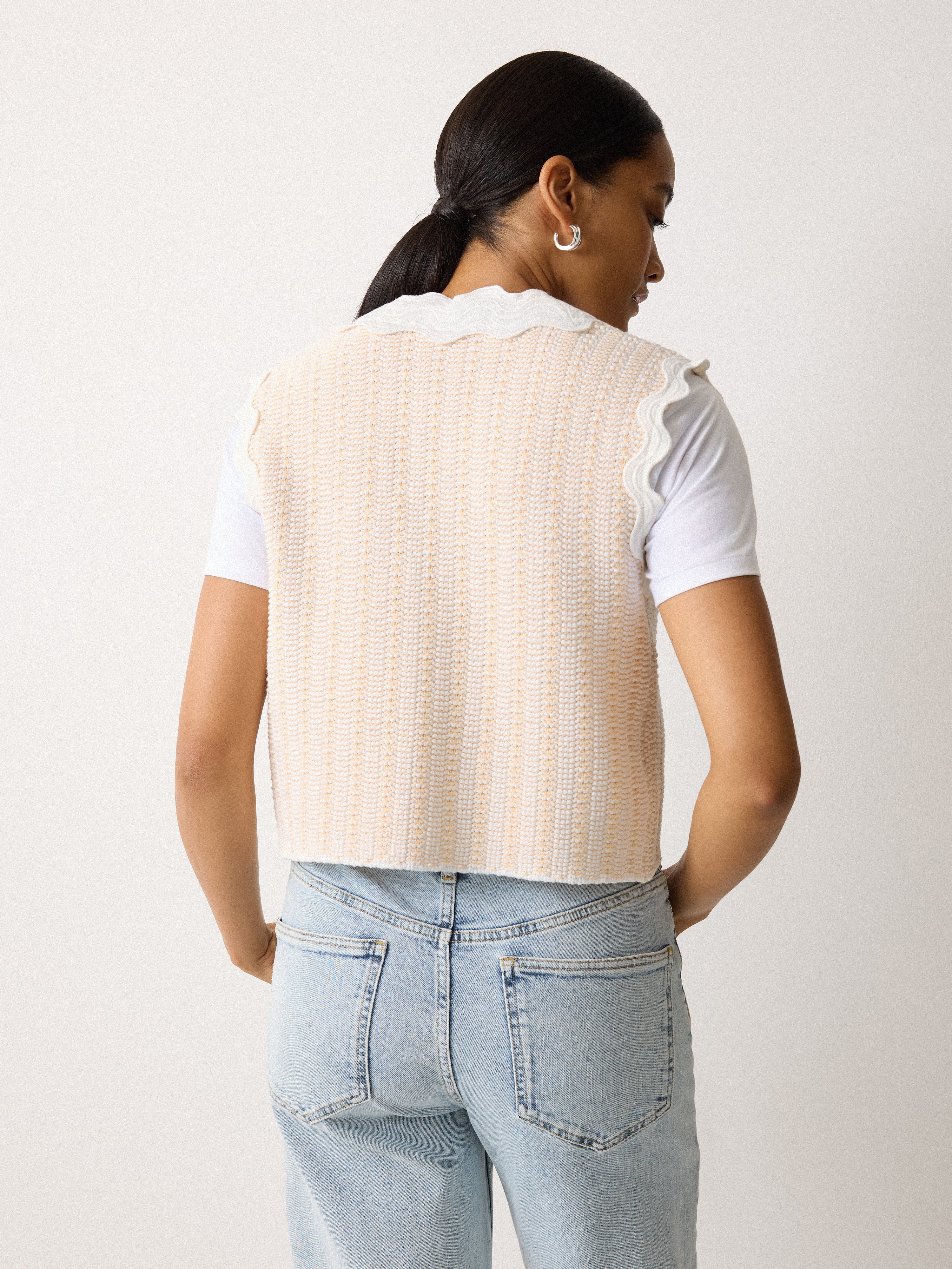 Scallop Trim Waistcoat | Cream - Image 4