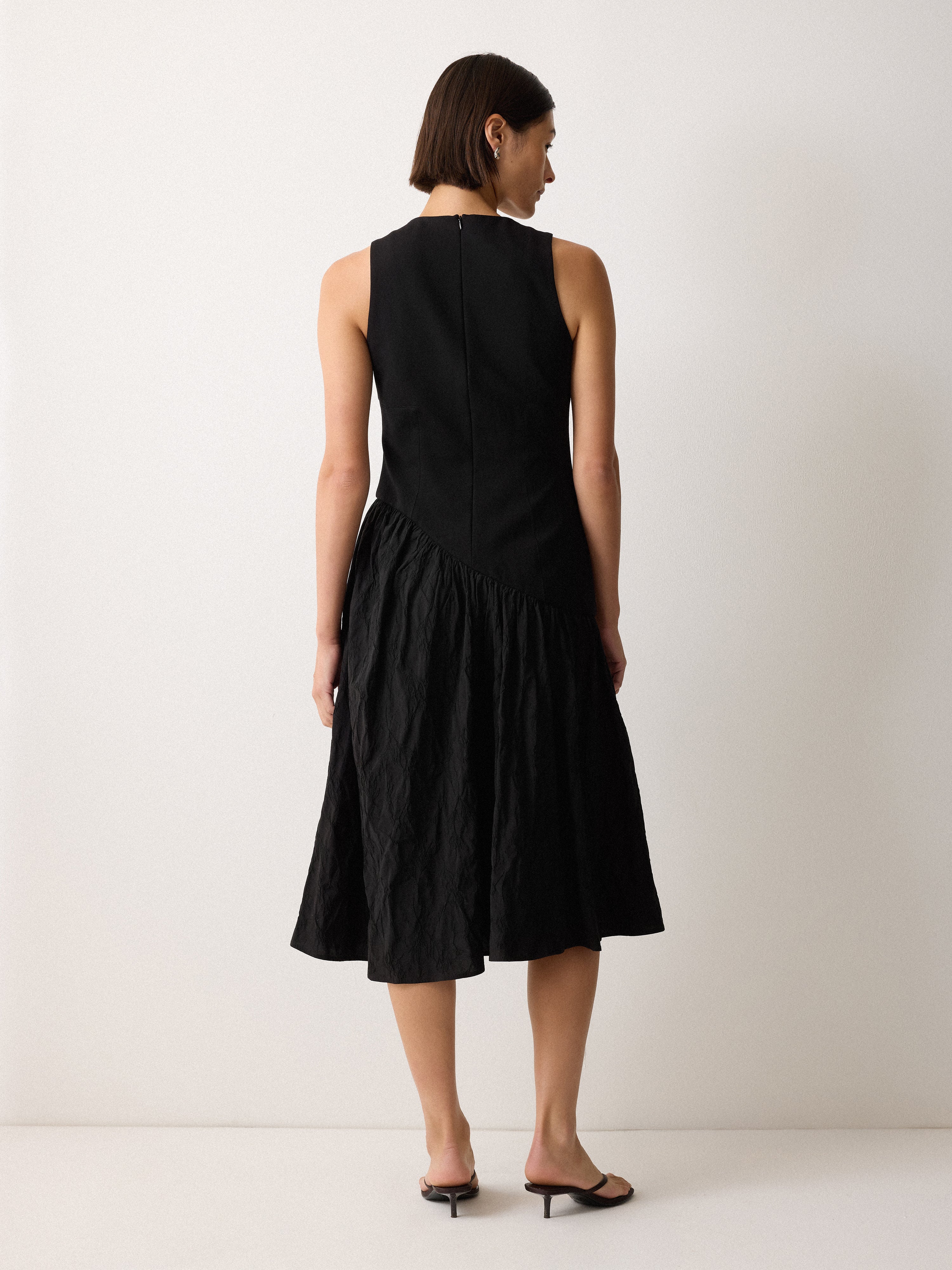 Scuba Cotton Textured Dress | Black - Image 4