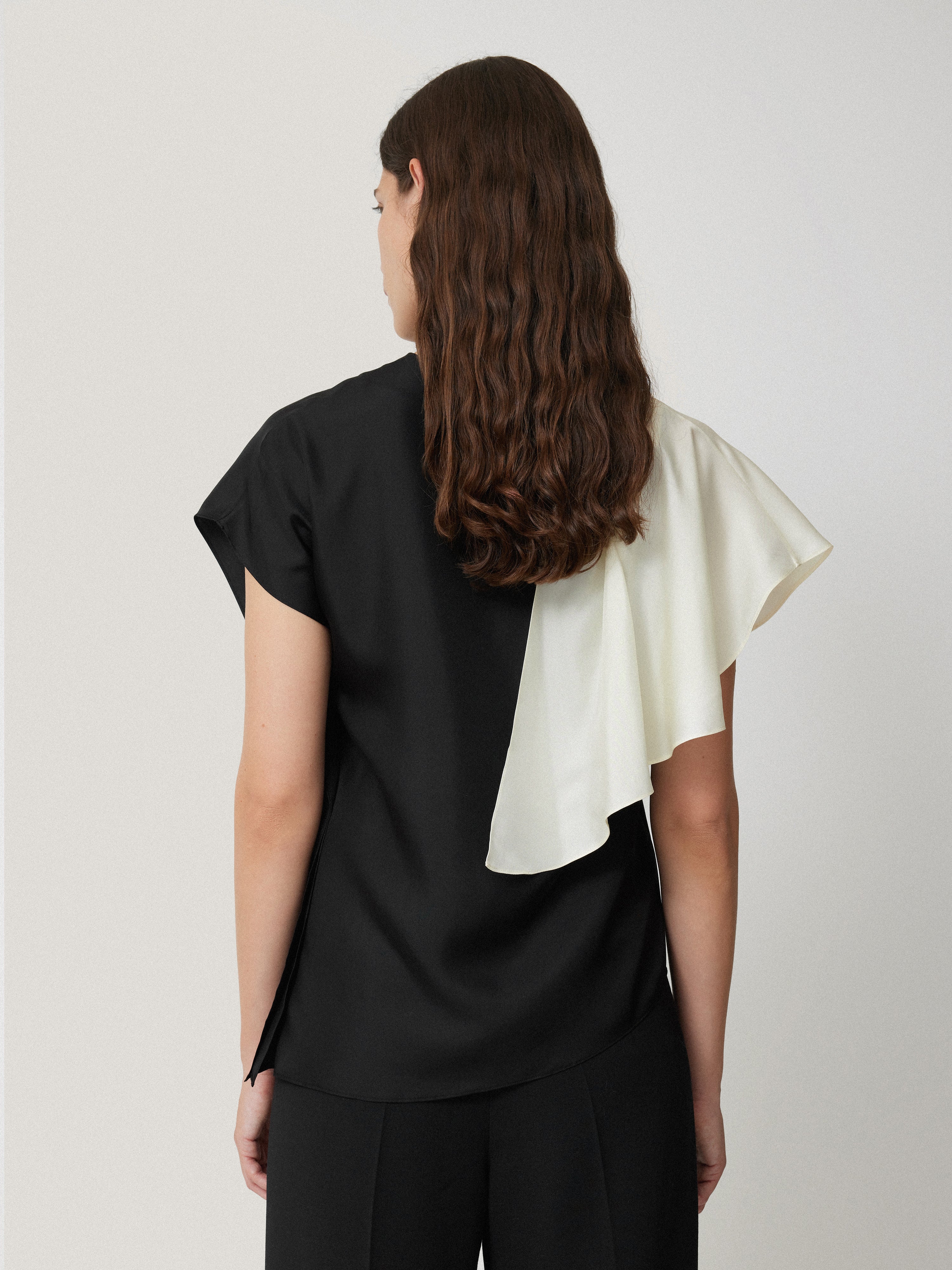 Sculptural Silk Twill Top | Monochrome - Image 5