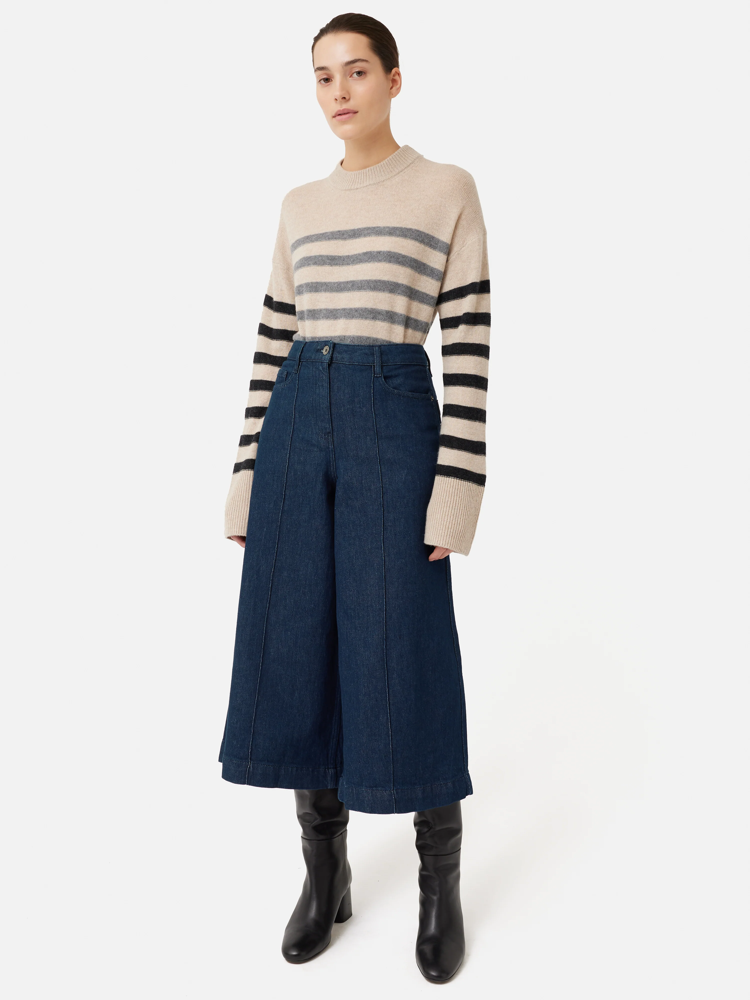 Seamed Denim Culotte | Indigo - Image 3