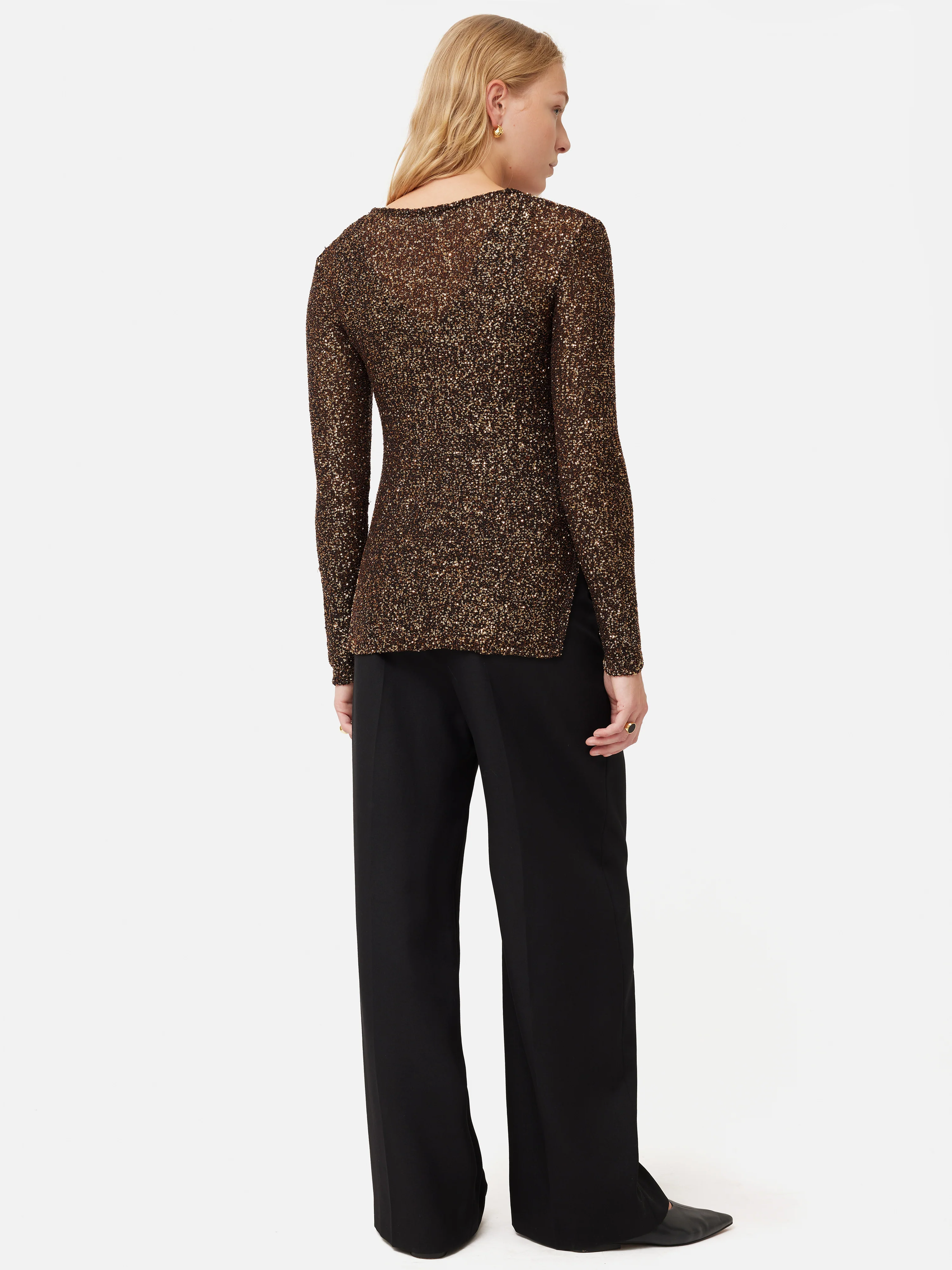 Sequin Cardigan | Brown - Image 4