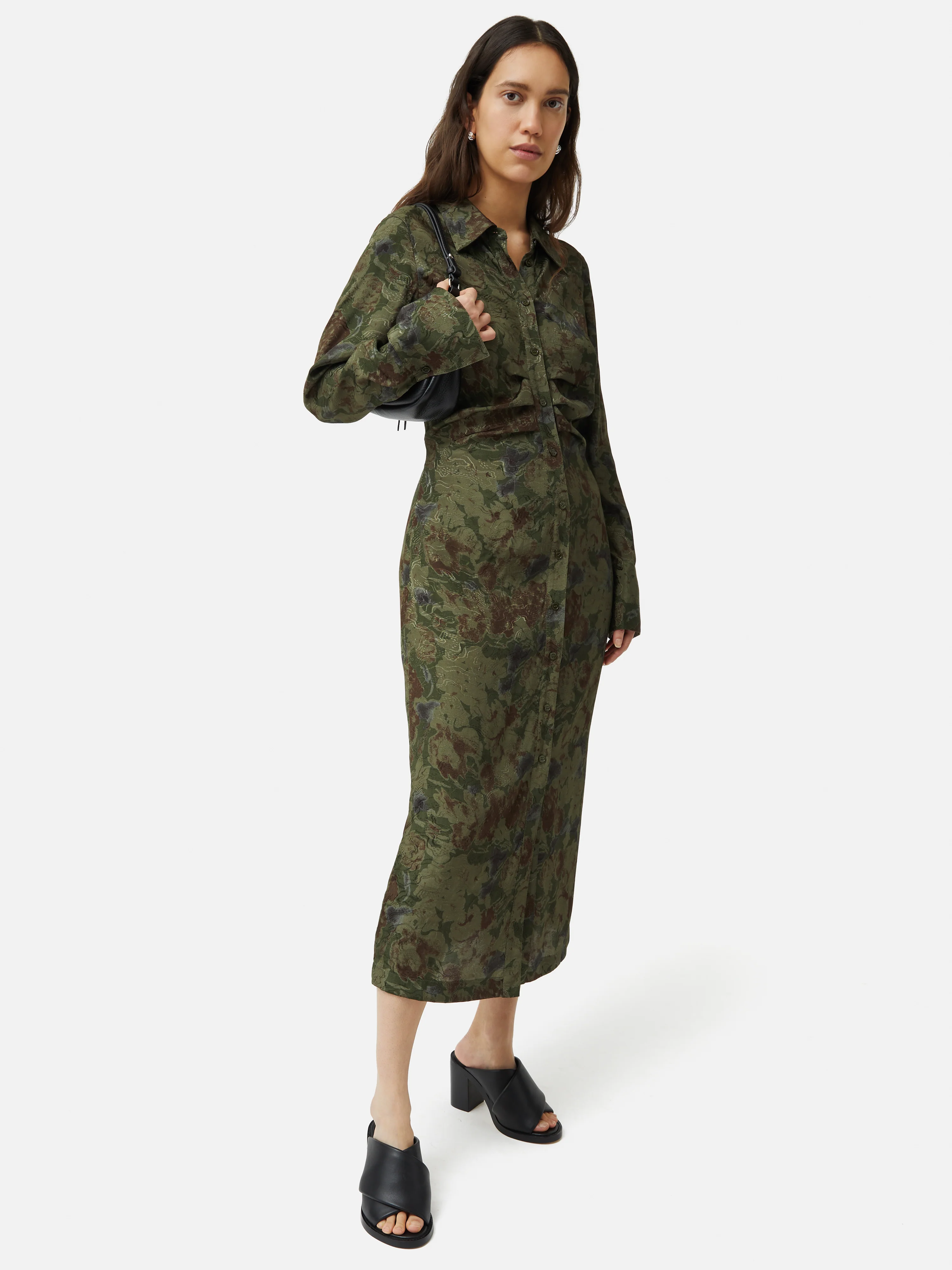 Shadow Floral Jacquard Dress | Green - Image 5