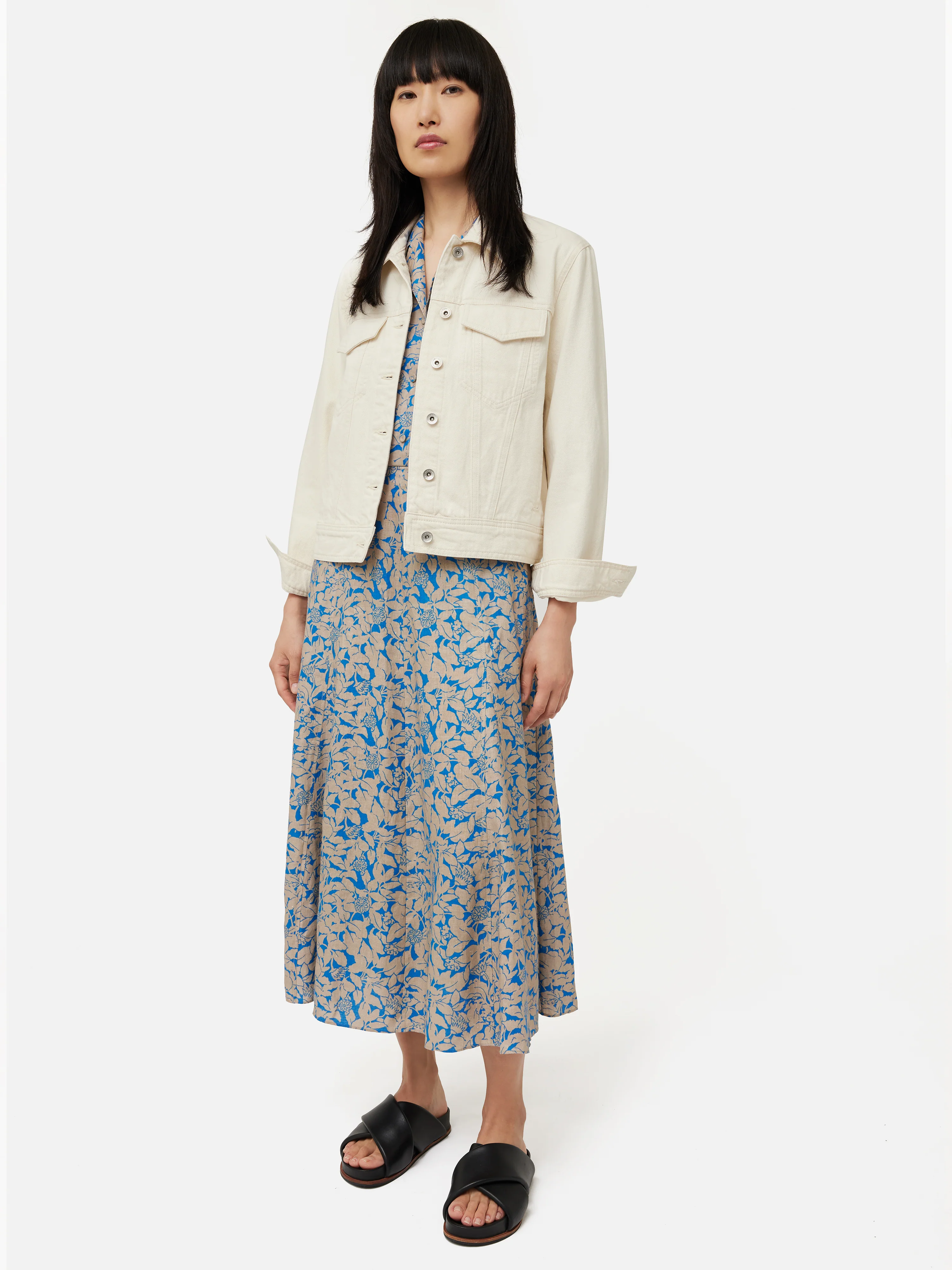 Shadow Leaf Linen Shirt Dress | Khaki - Image 4