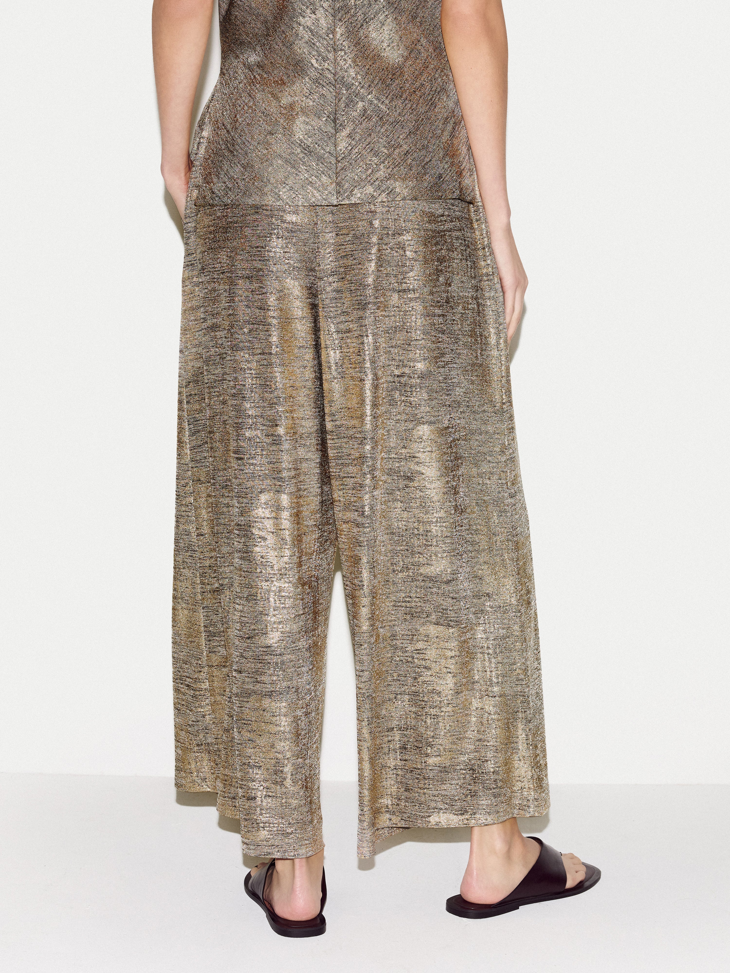 Shimmer Jersey Palazzo | Gold - Image 5