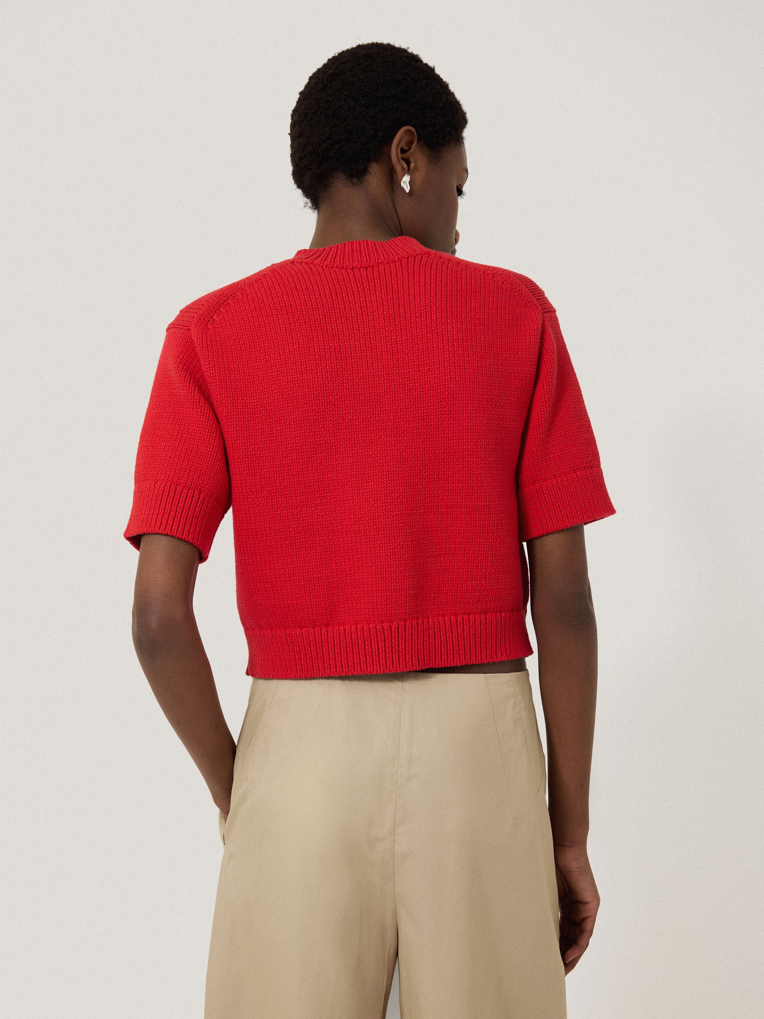 Short Sleeve Cardigan Top | Red - Image 7