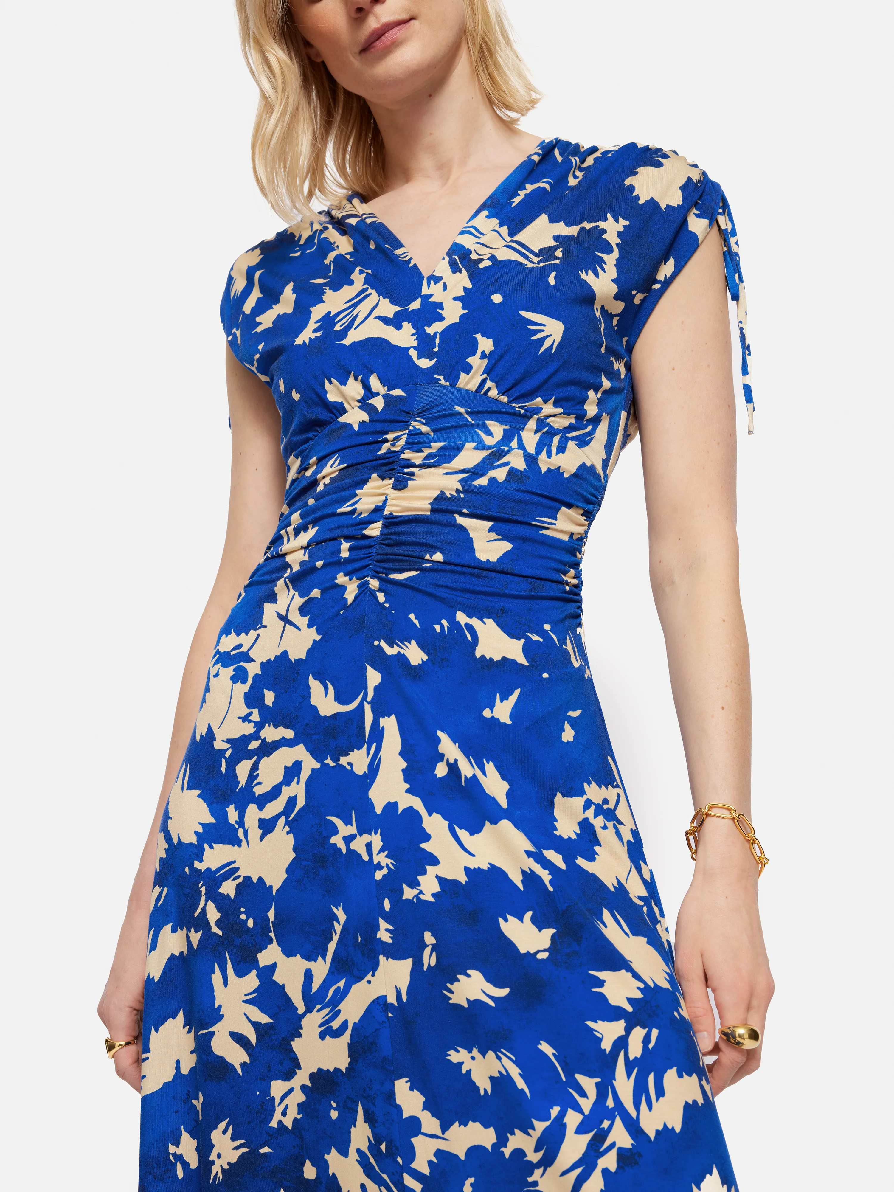 Silhouette Peony Jersey Dress | Blue - Image 4