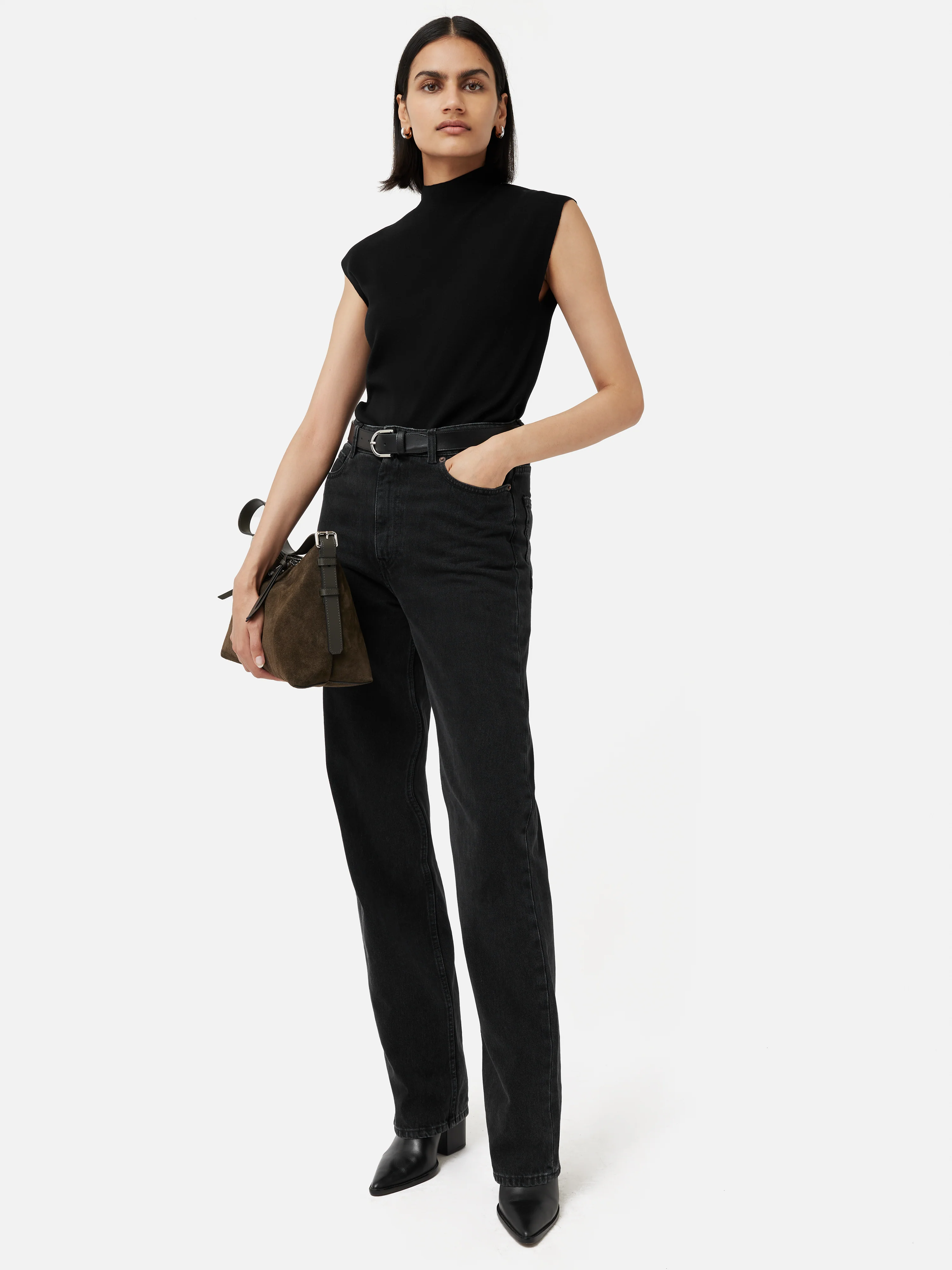 Silk Cotton Cap Sleeve Top | Black - Image 3