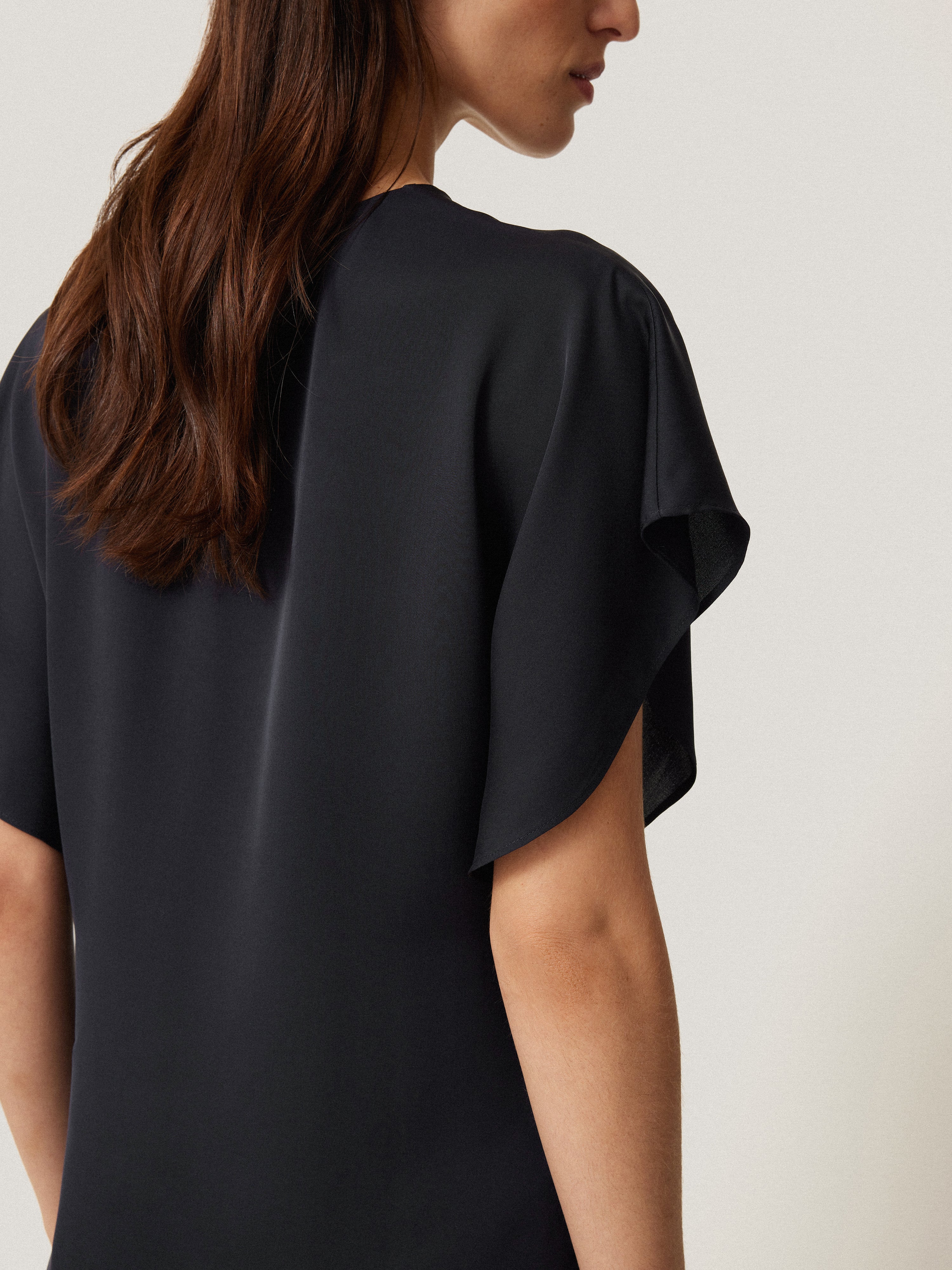 Silk Drape Sleeve Top | Navy - Image 4