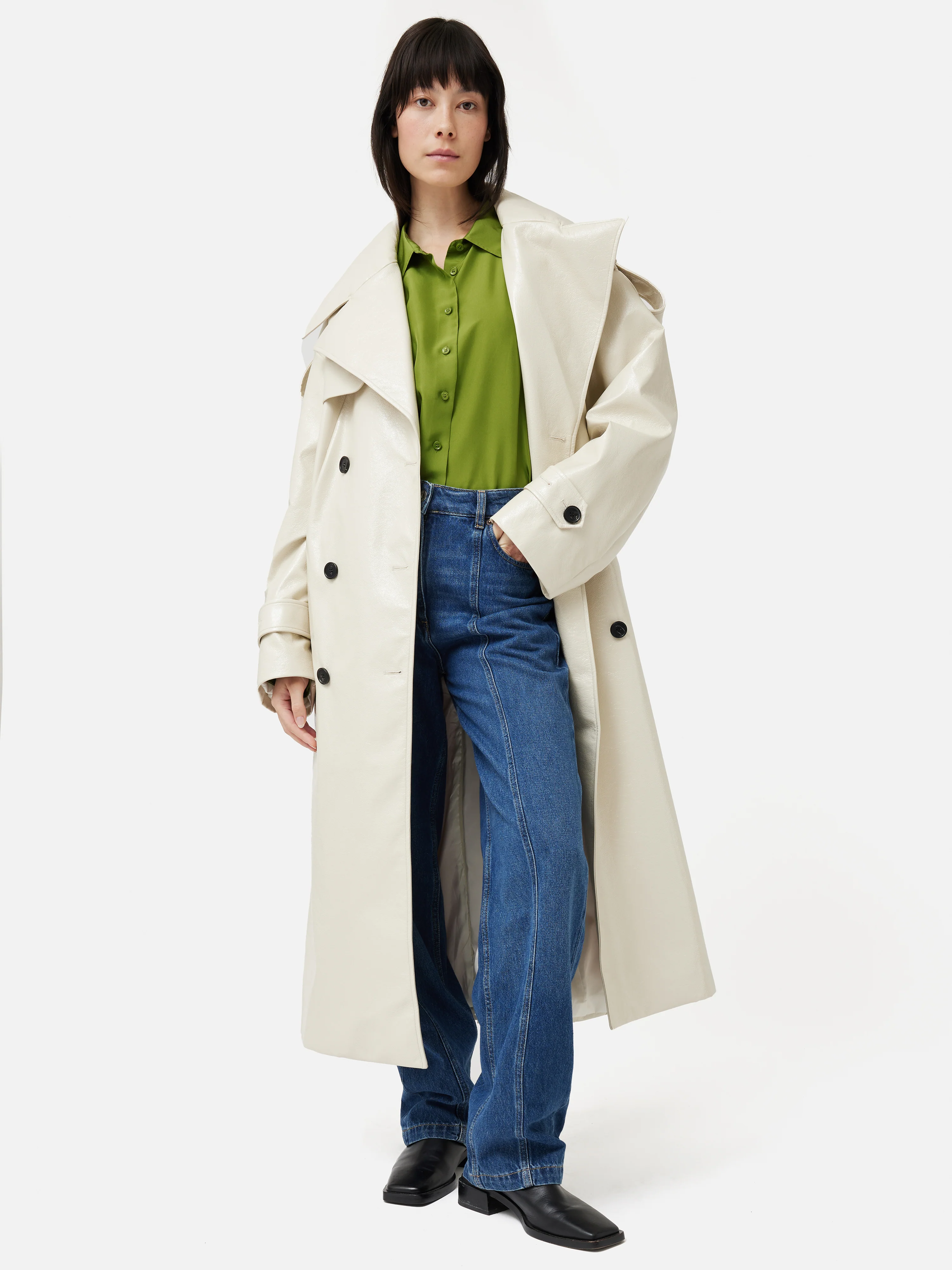 Silk Habotai Relaxed Shirt | Green - Image 7
