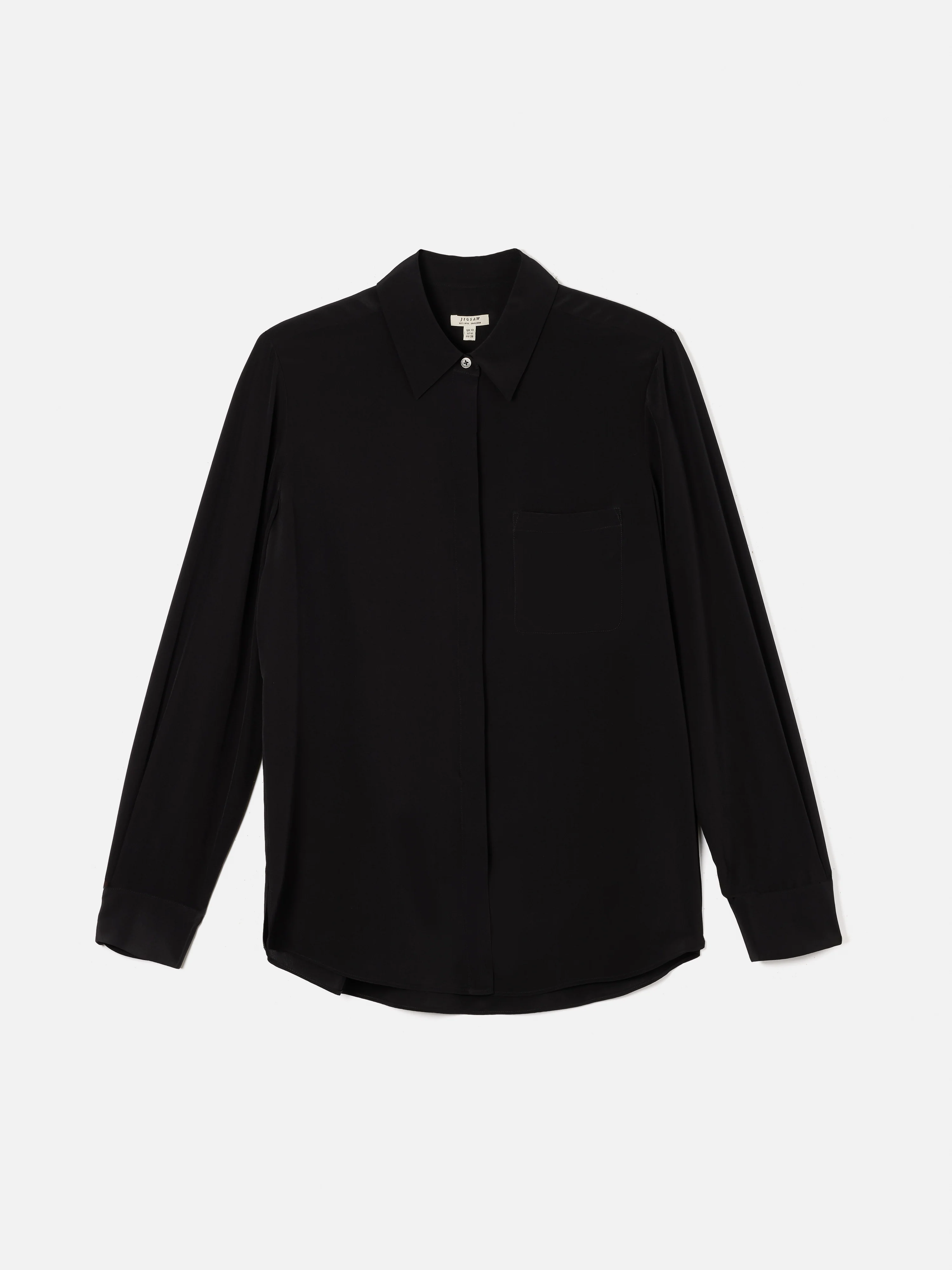 Silk Long Sleeve Shirt | Black - Image 6