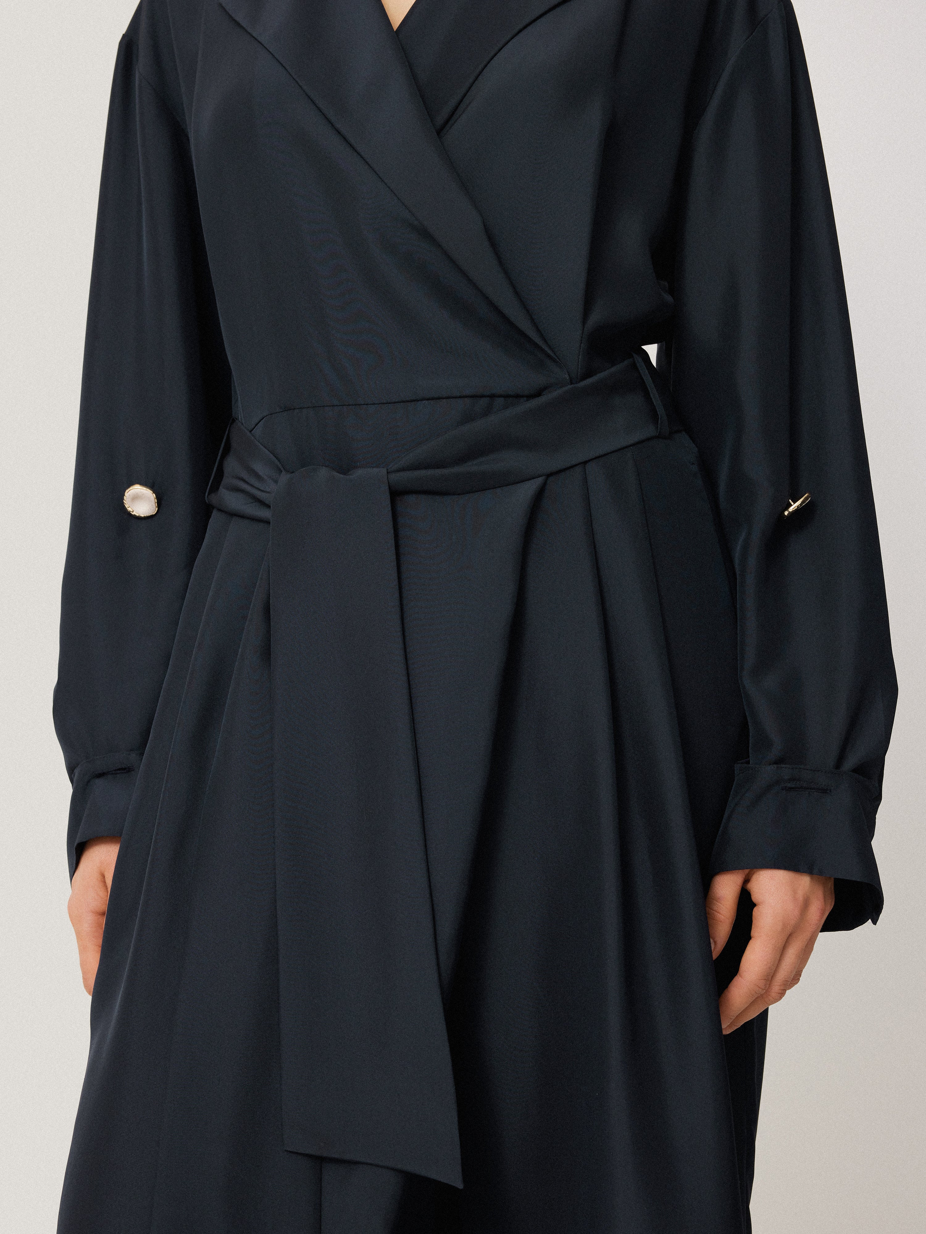 Silk Relaxed Wrap Jumpsuit | Navy - Image 4