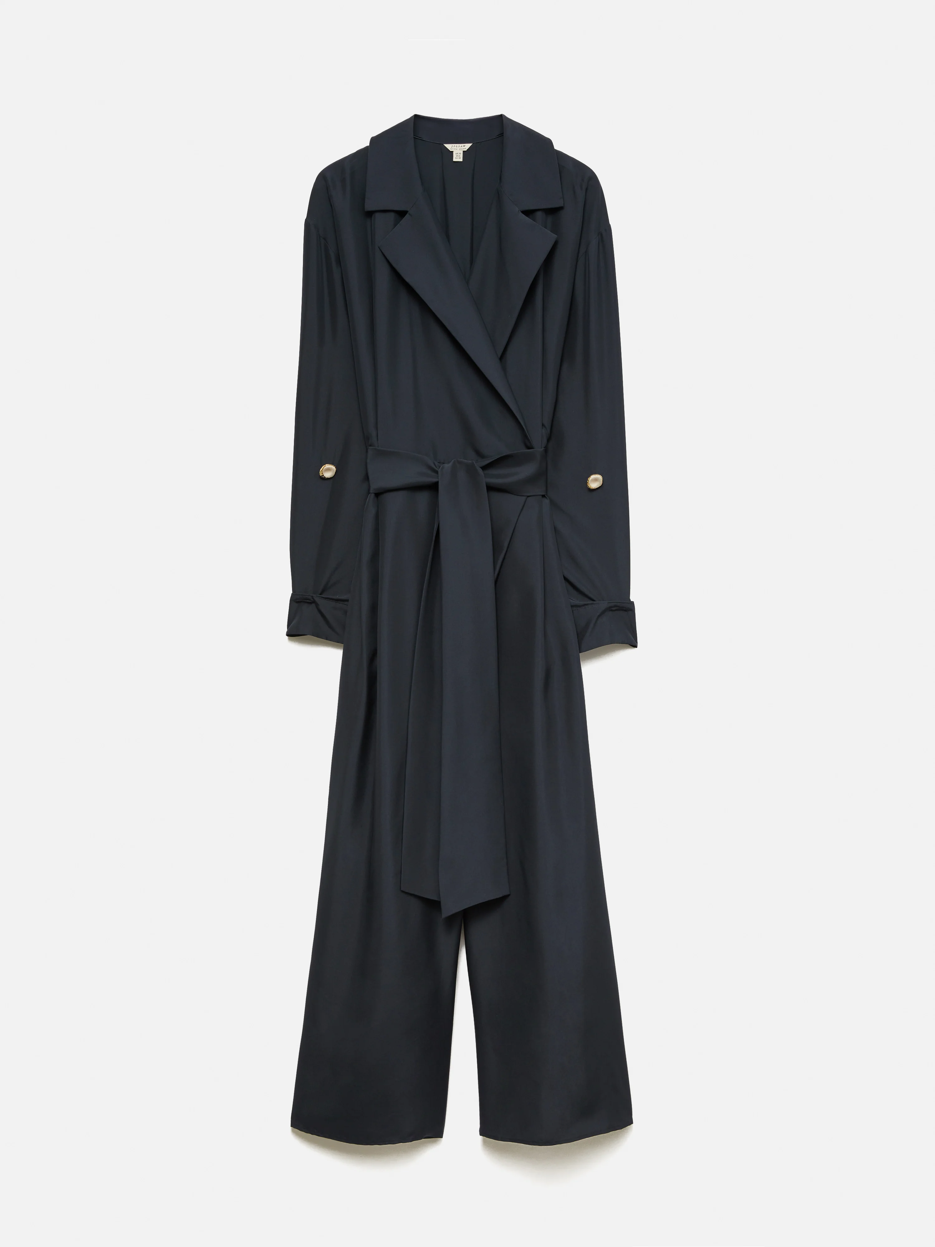 Silk Relaxed Wrap Jumpsuit | Navy - Image 8