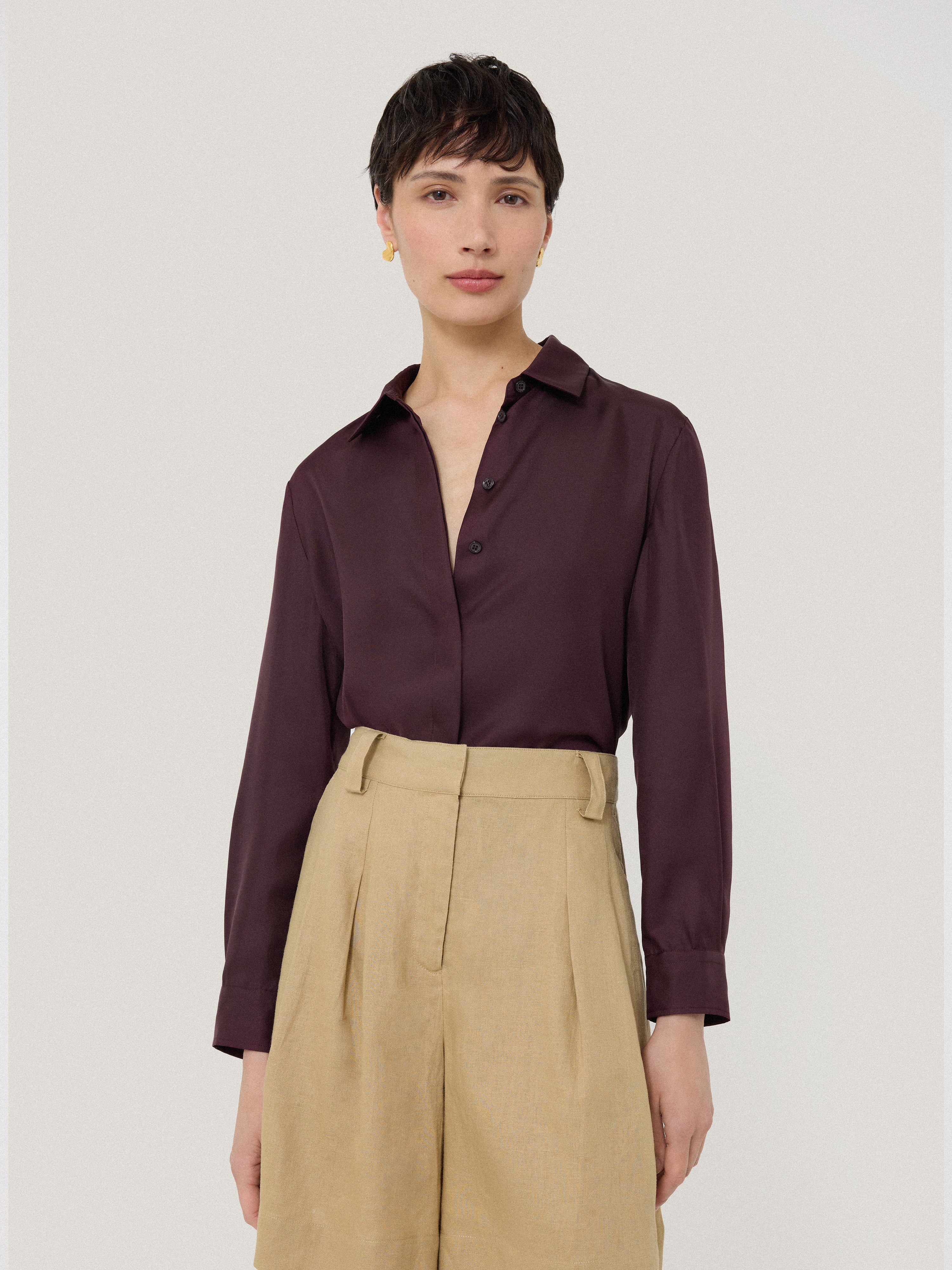 Silk Twill Shirt | Oxblood - Image 4