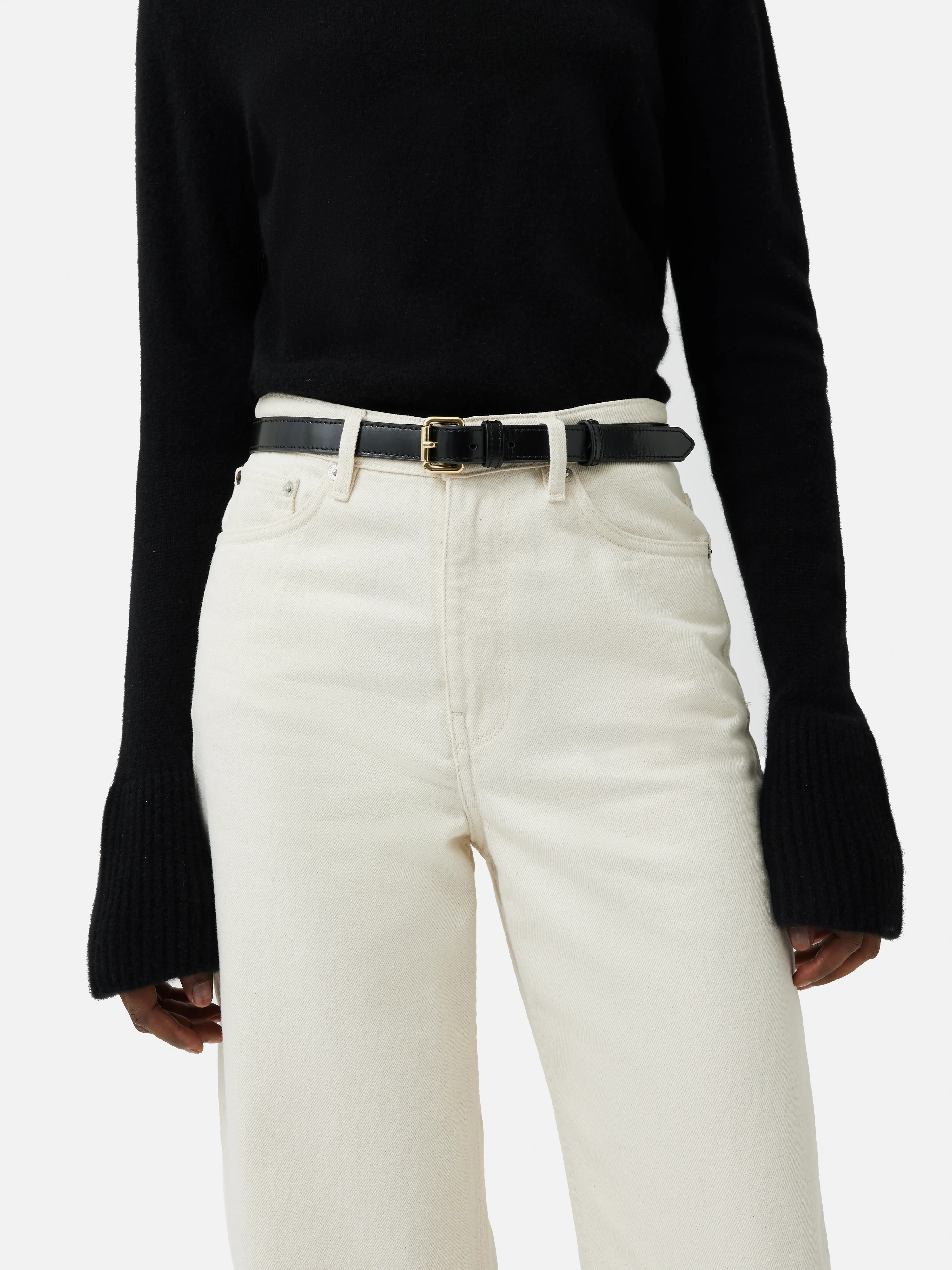 Skinny Leather Belt | Black - Image 2