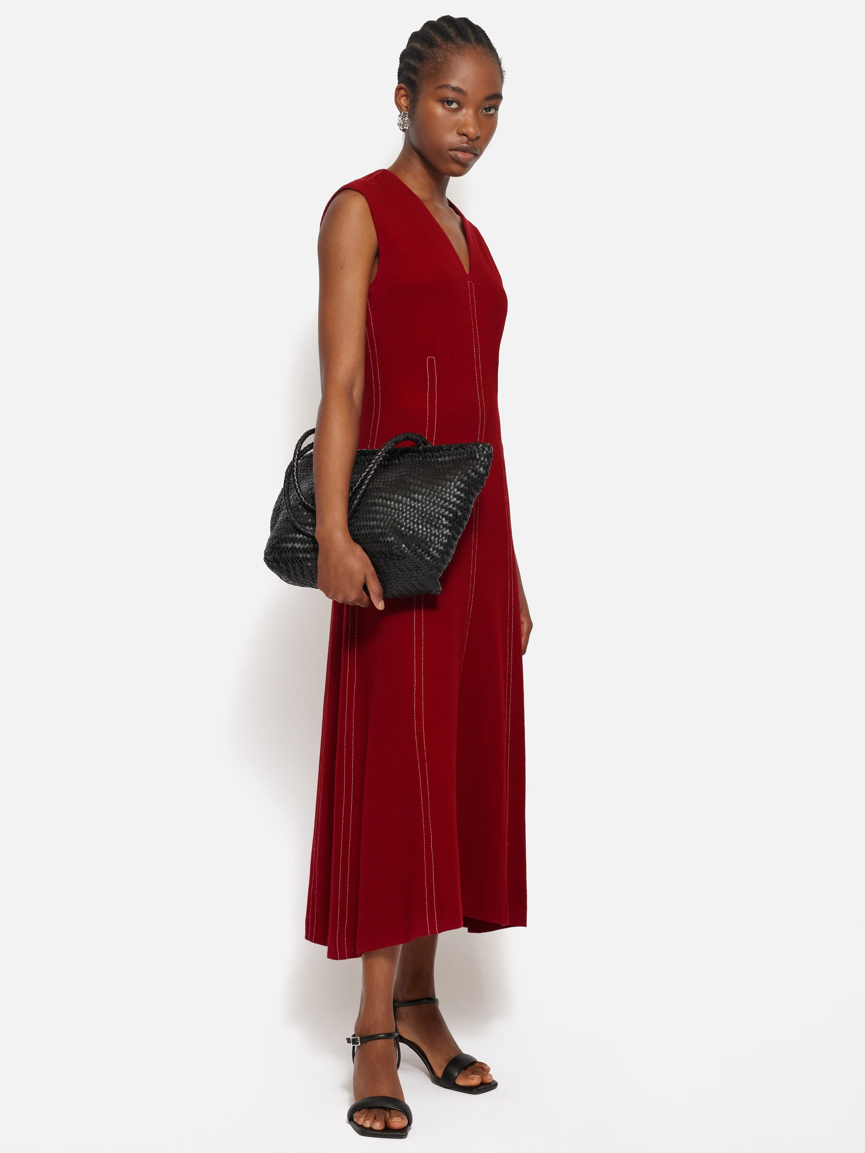 Sleeveless Stitched Dress | Red - Image 4