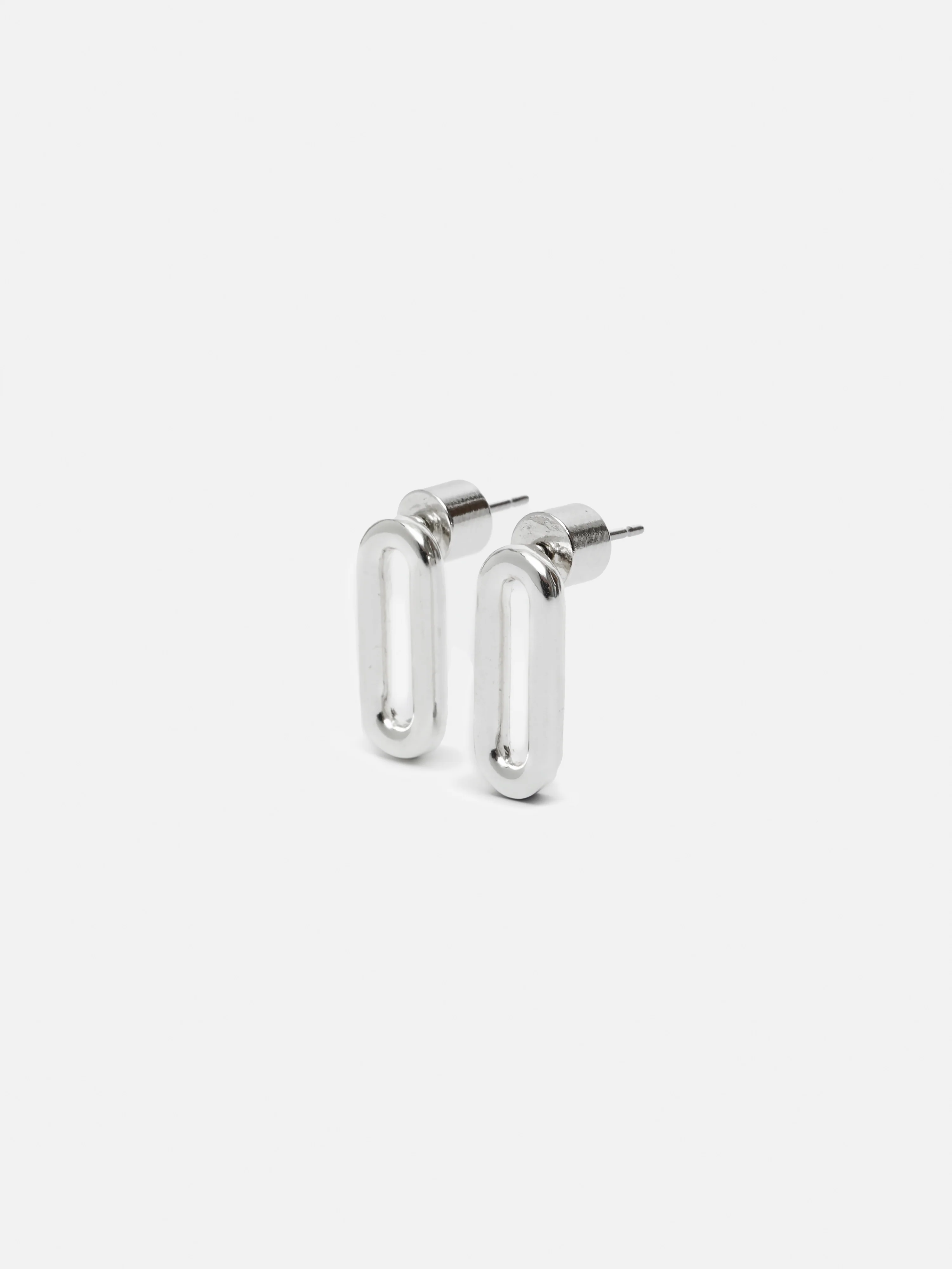 Small Link Stud Earrings | Silver - Image 4