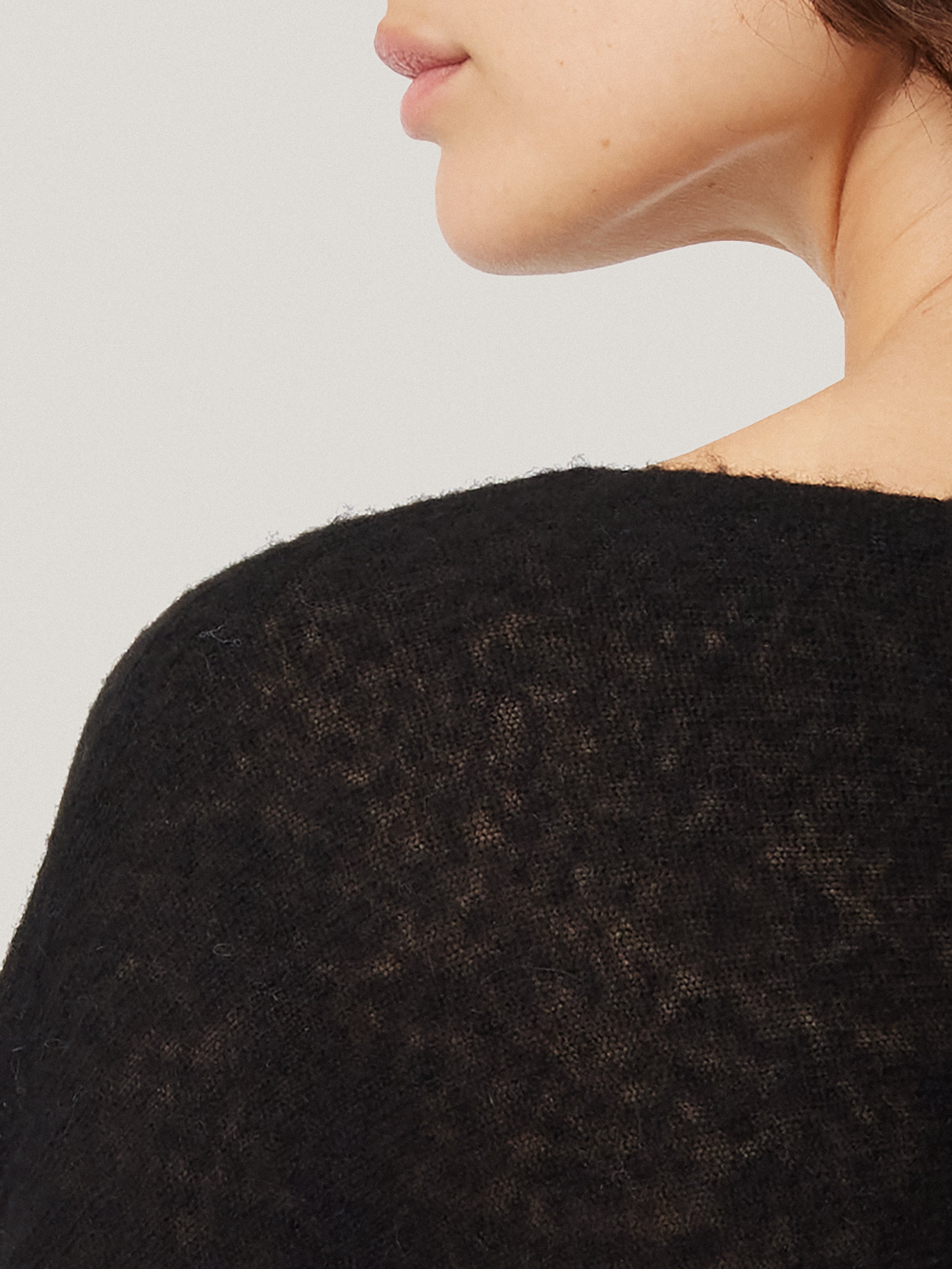 Soft Gauzy Knit Poncho Jumper | Black - Image 4