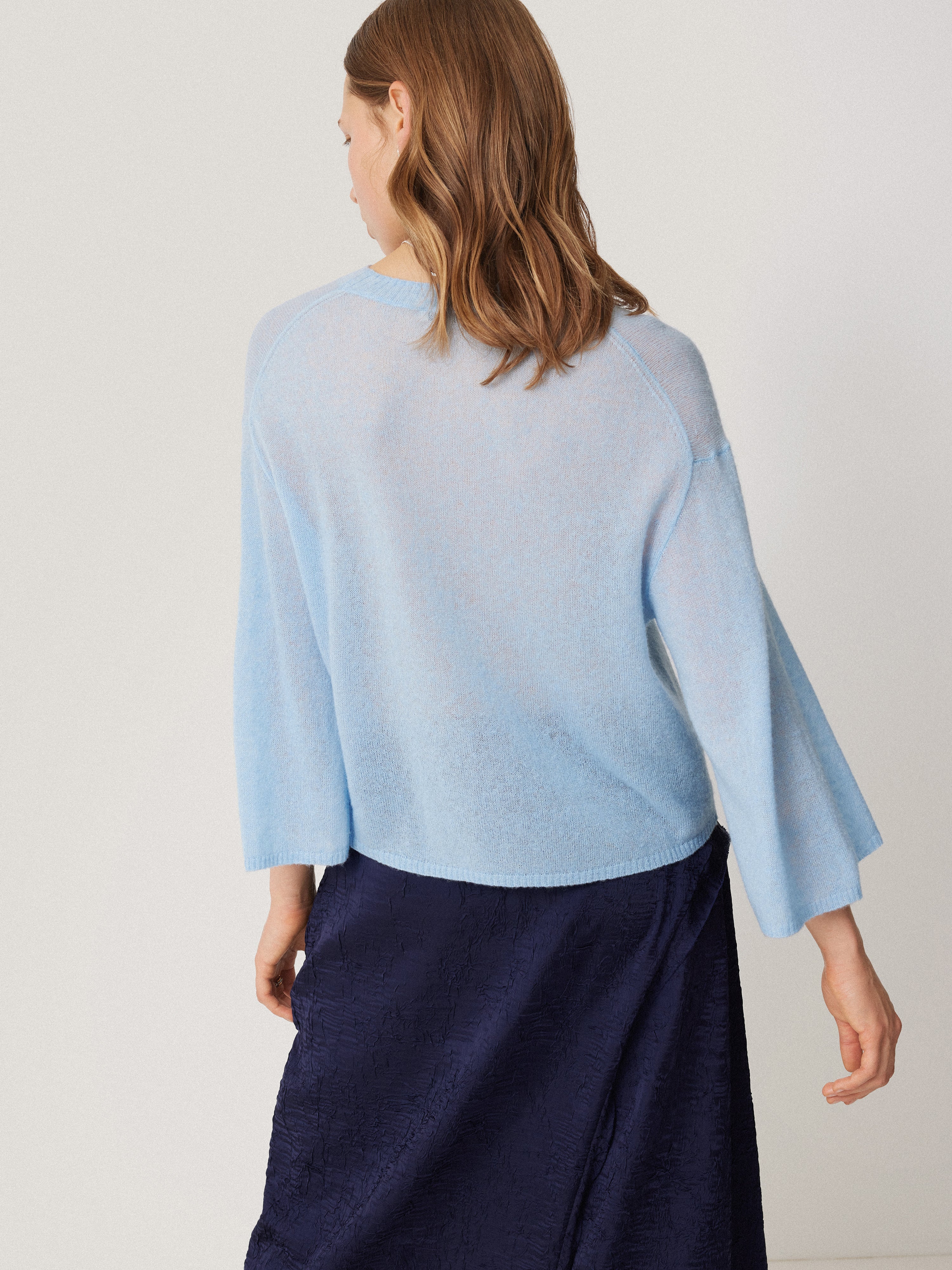Soft Gauzy Knit T-shirt | Light Blue - Image 4