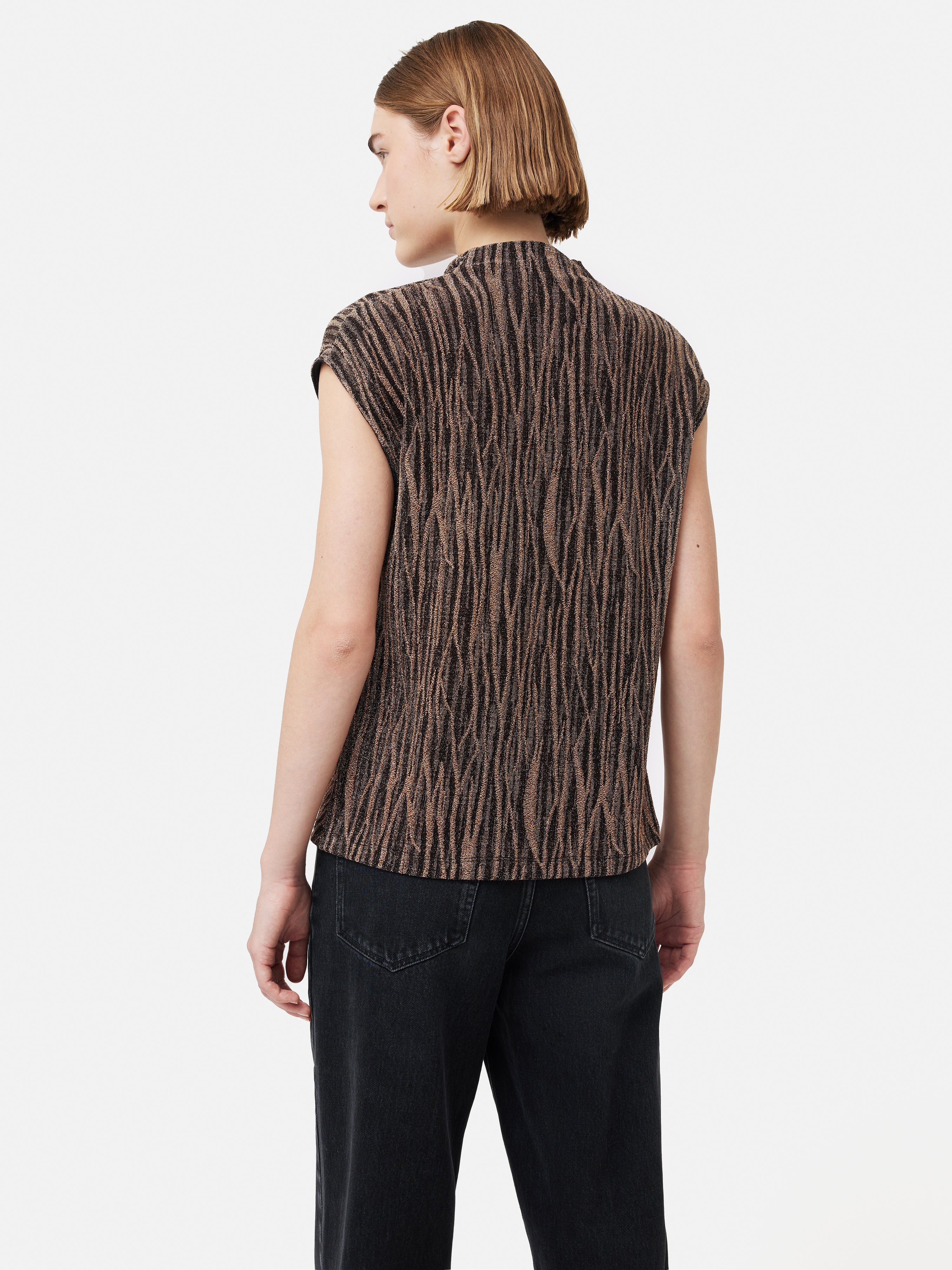 Sparkle Jersey Cowl Top | Gold - Image 4