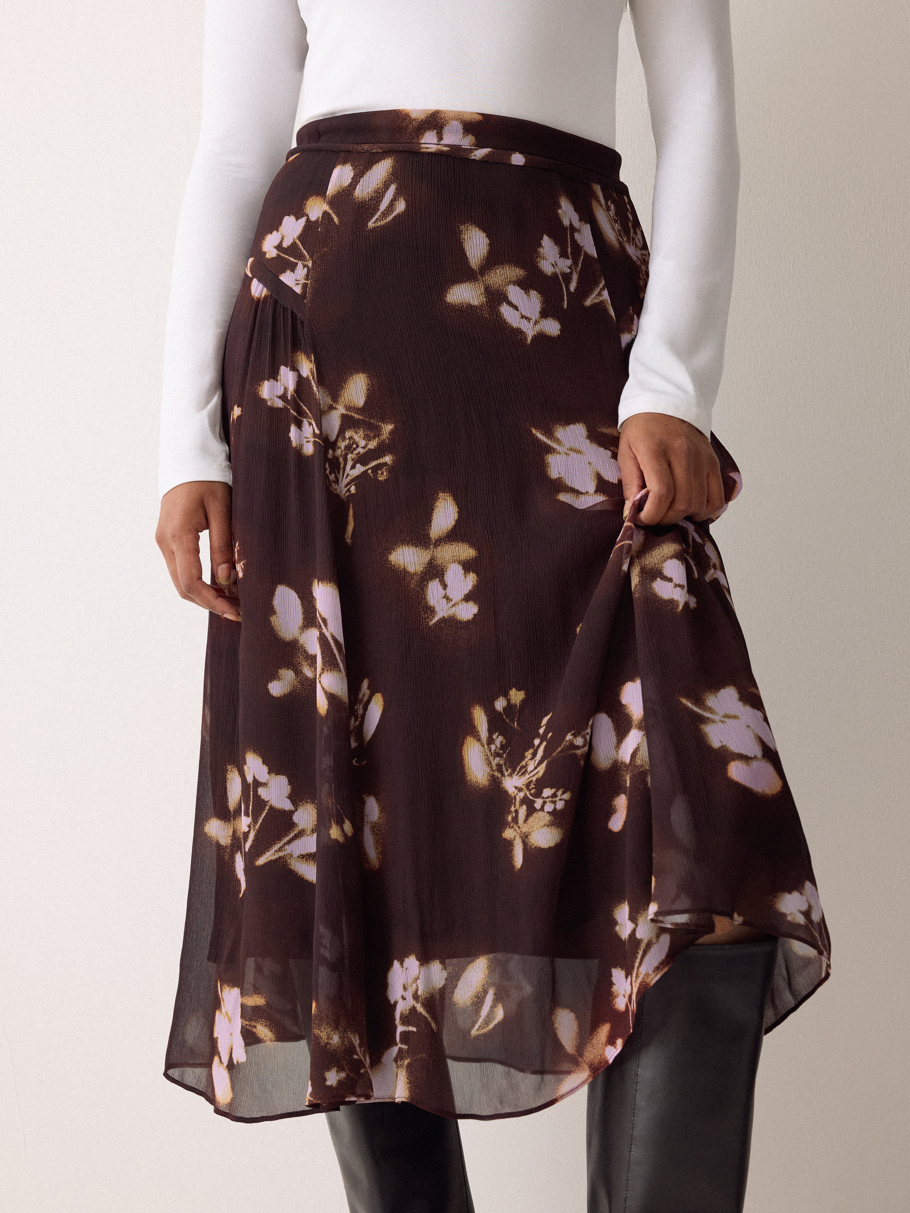 Spray Floral Midi Skirt | Purple - Image 2