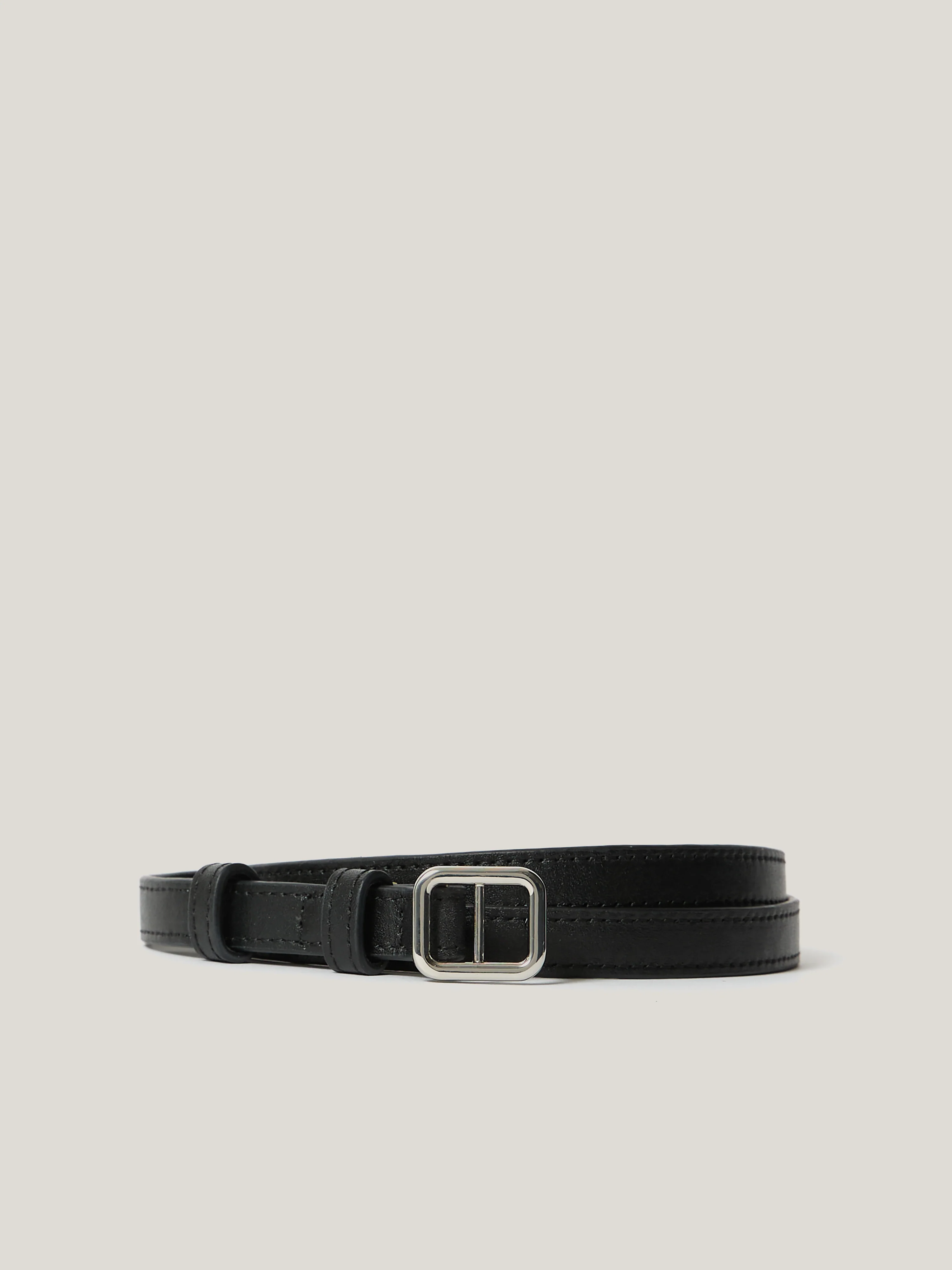 Square Buckle Slim Belt | Black - Image 3
