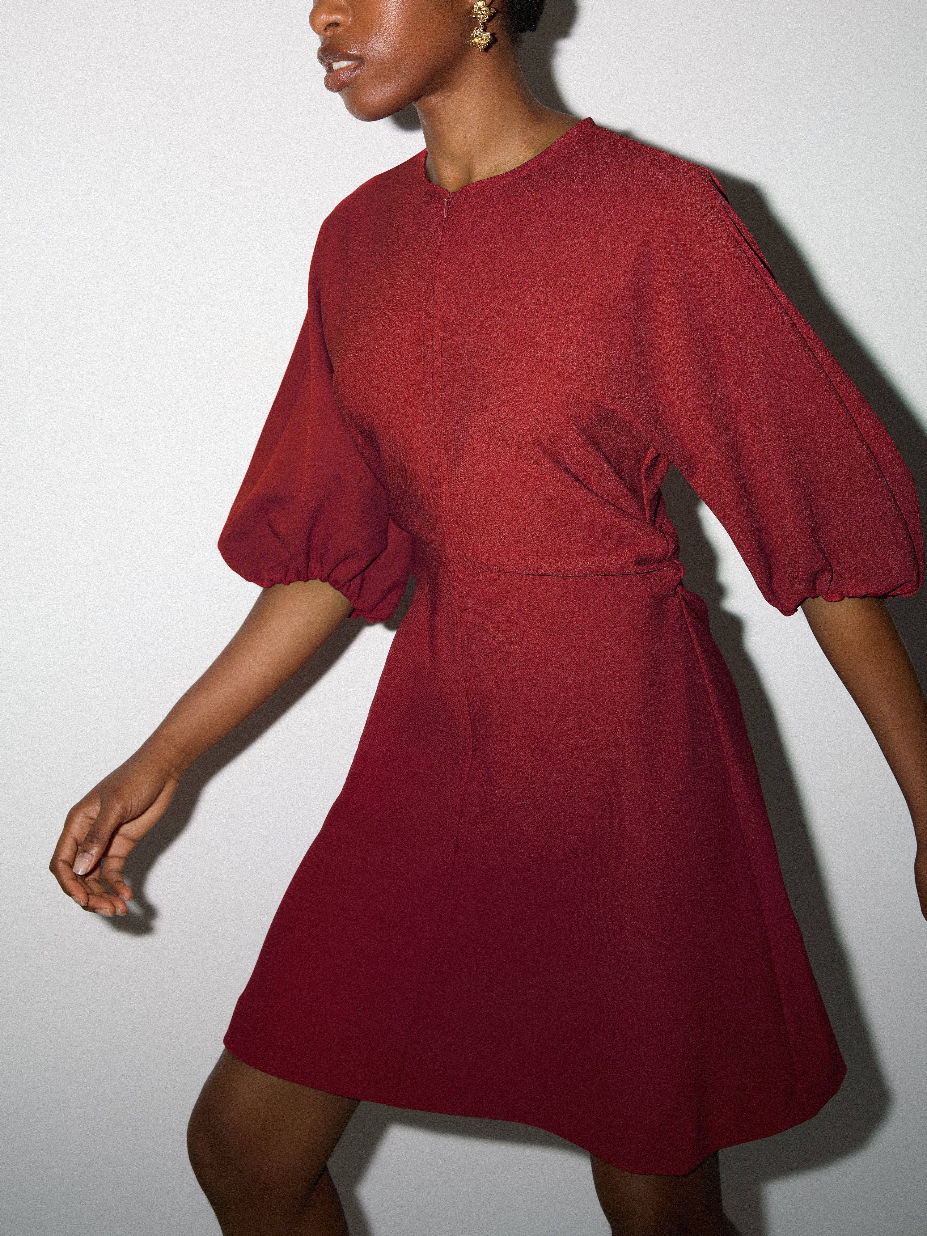 Stretch Crepe Mini Dress | Red - Image 2