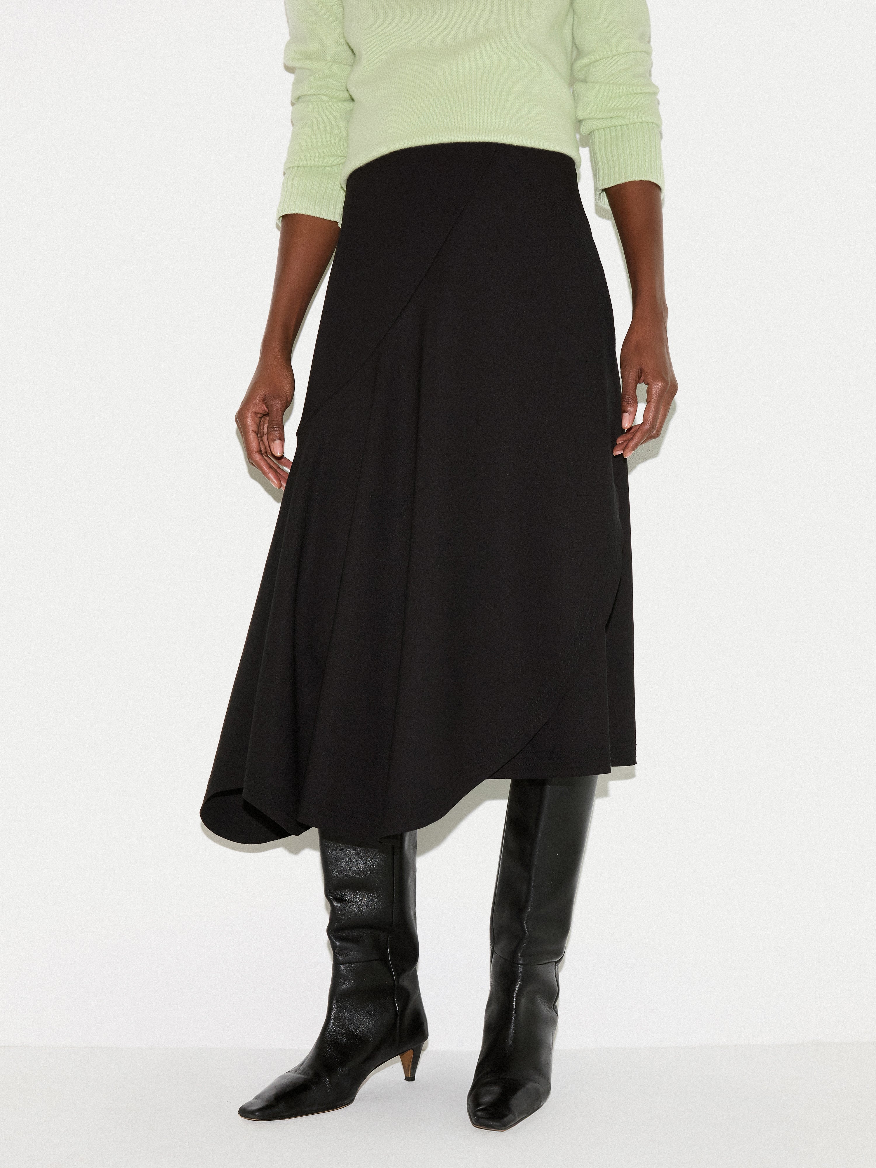 Stretch Crepe Skirt | Black - Image 4