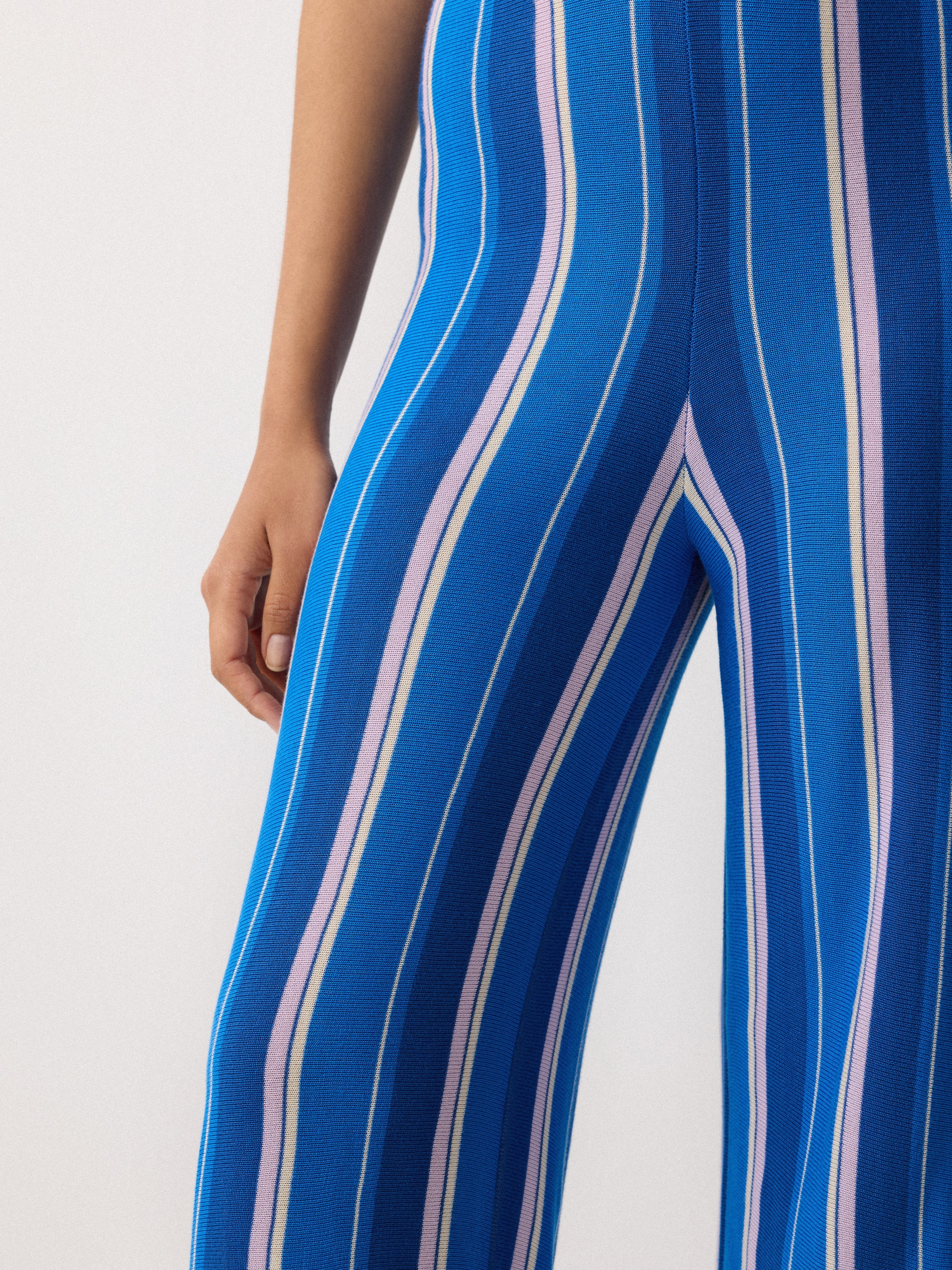 Stripe Knitted Trouser | Blue - Image 2
