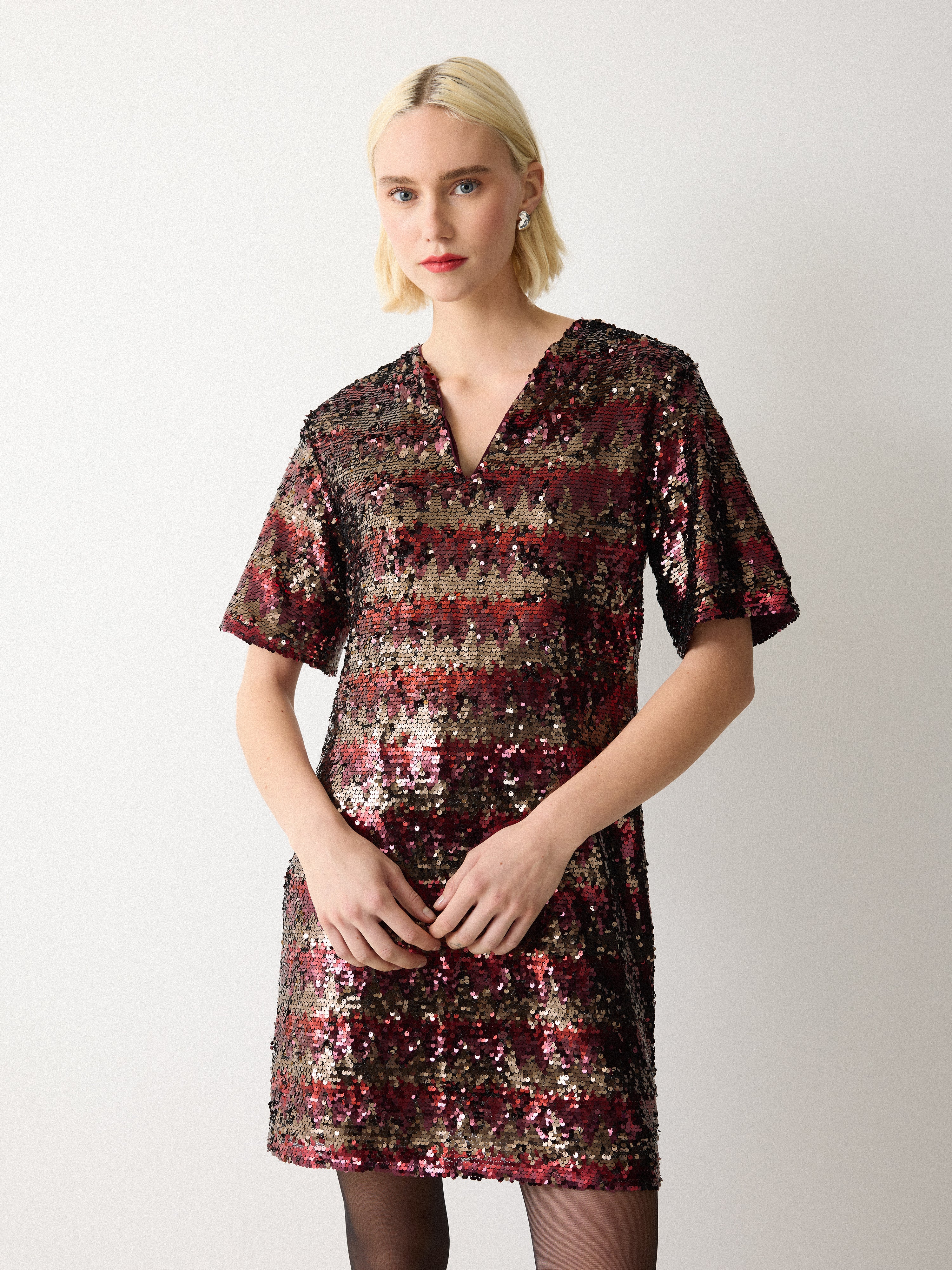Stripe Sequin Mini Dress | Multi - Image 4