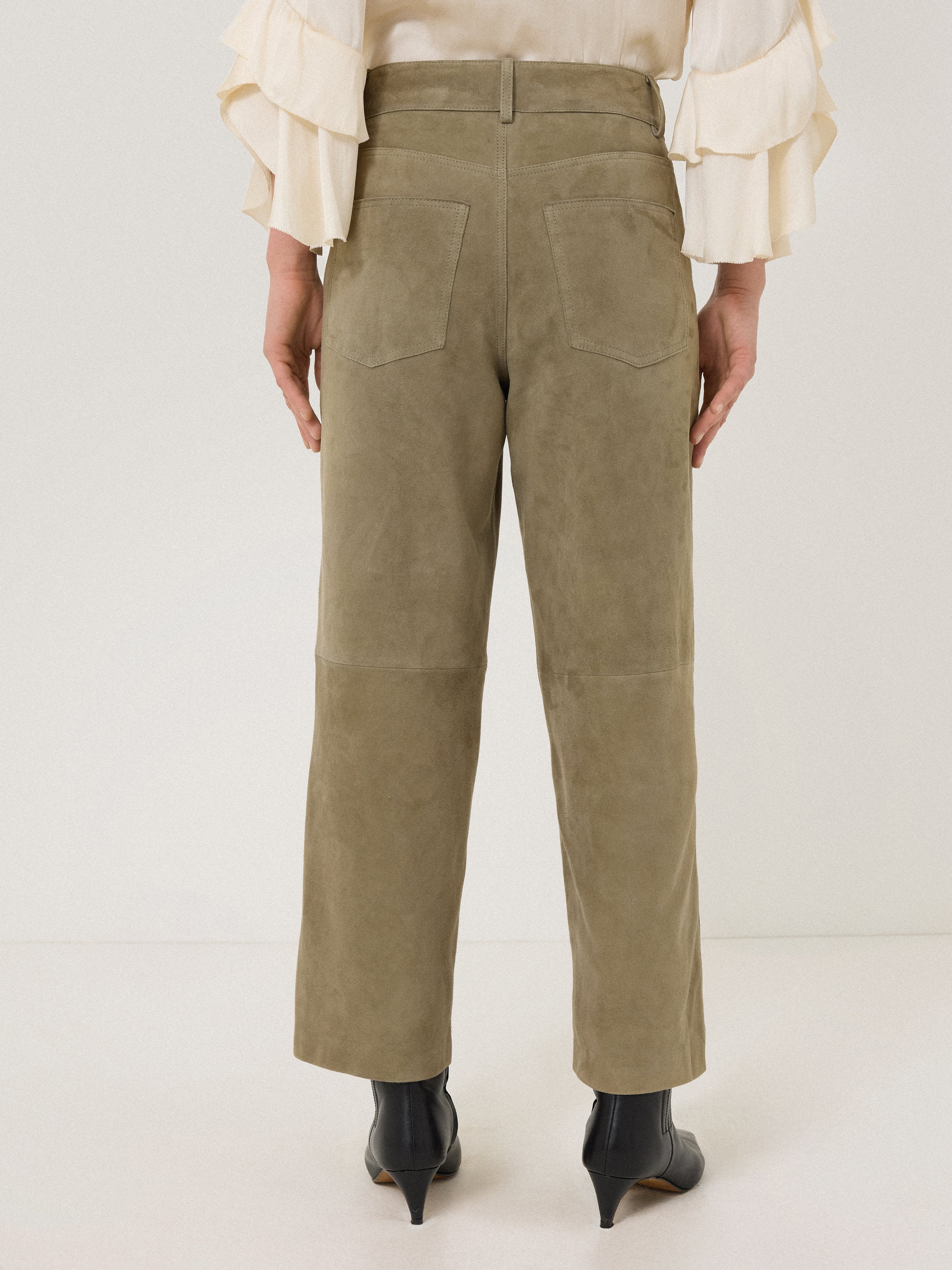 Suede Cropped Trouser | Green - Image 6
