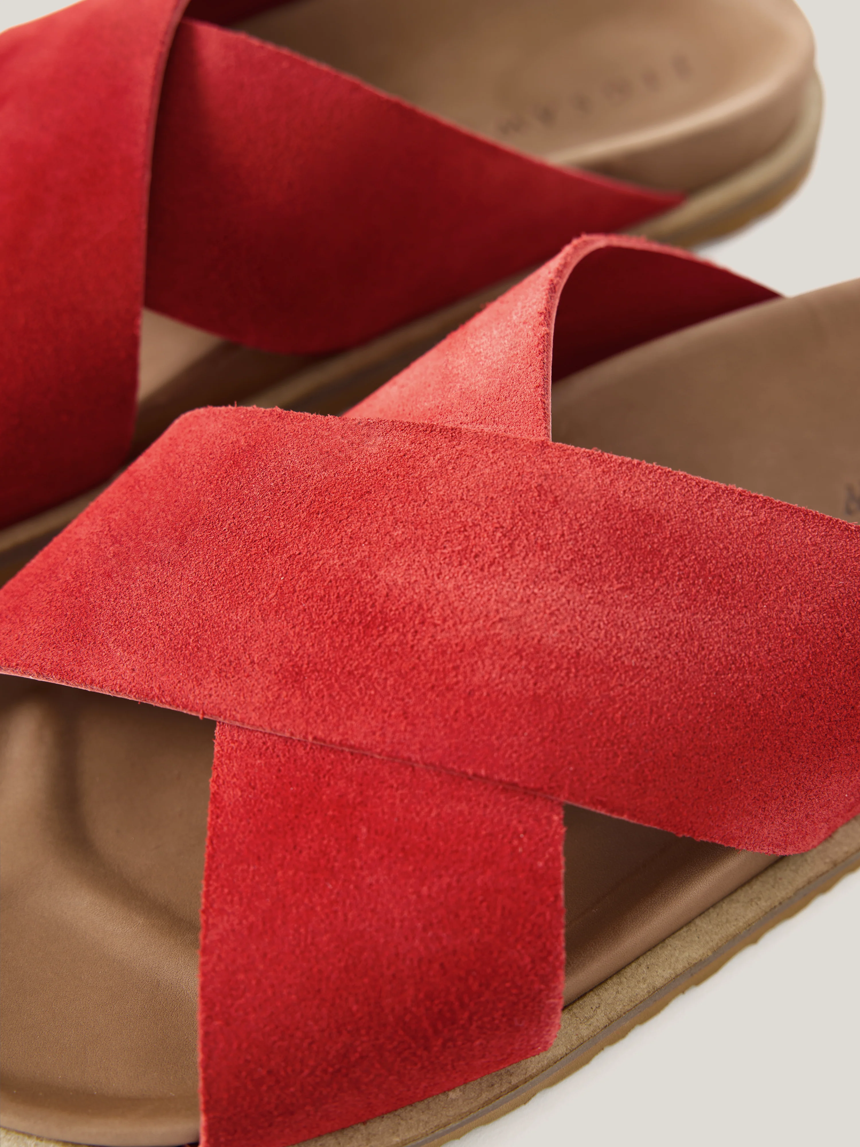 Suede Cross Strap Sandal | Red - Image 4