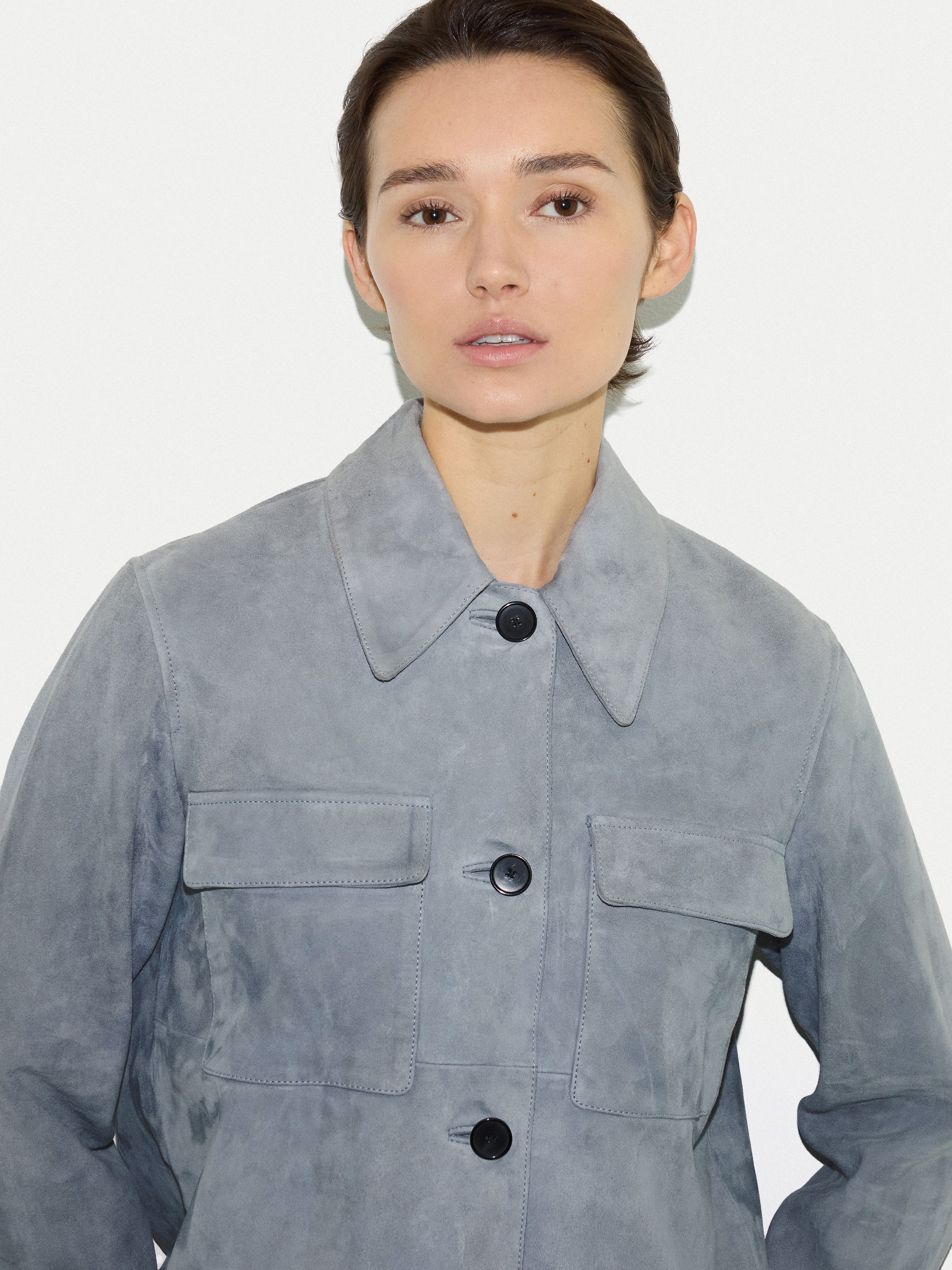 Suede Patch Pocket Jacket | Blue - Image 3