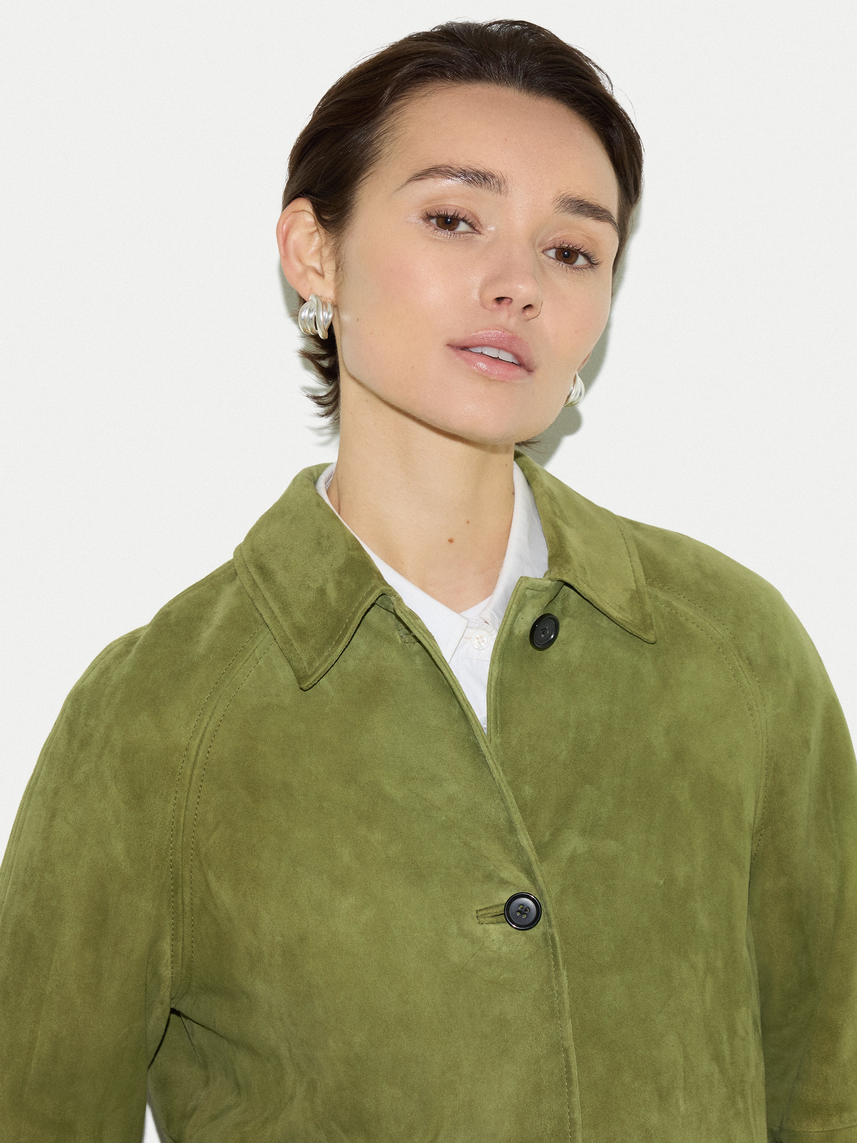 Suede Raglan Sleeve Jacket | Green - Image 4