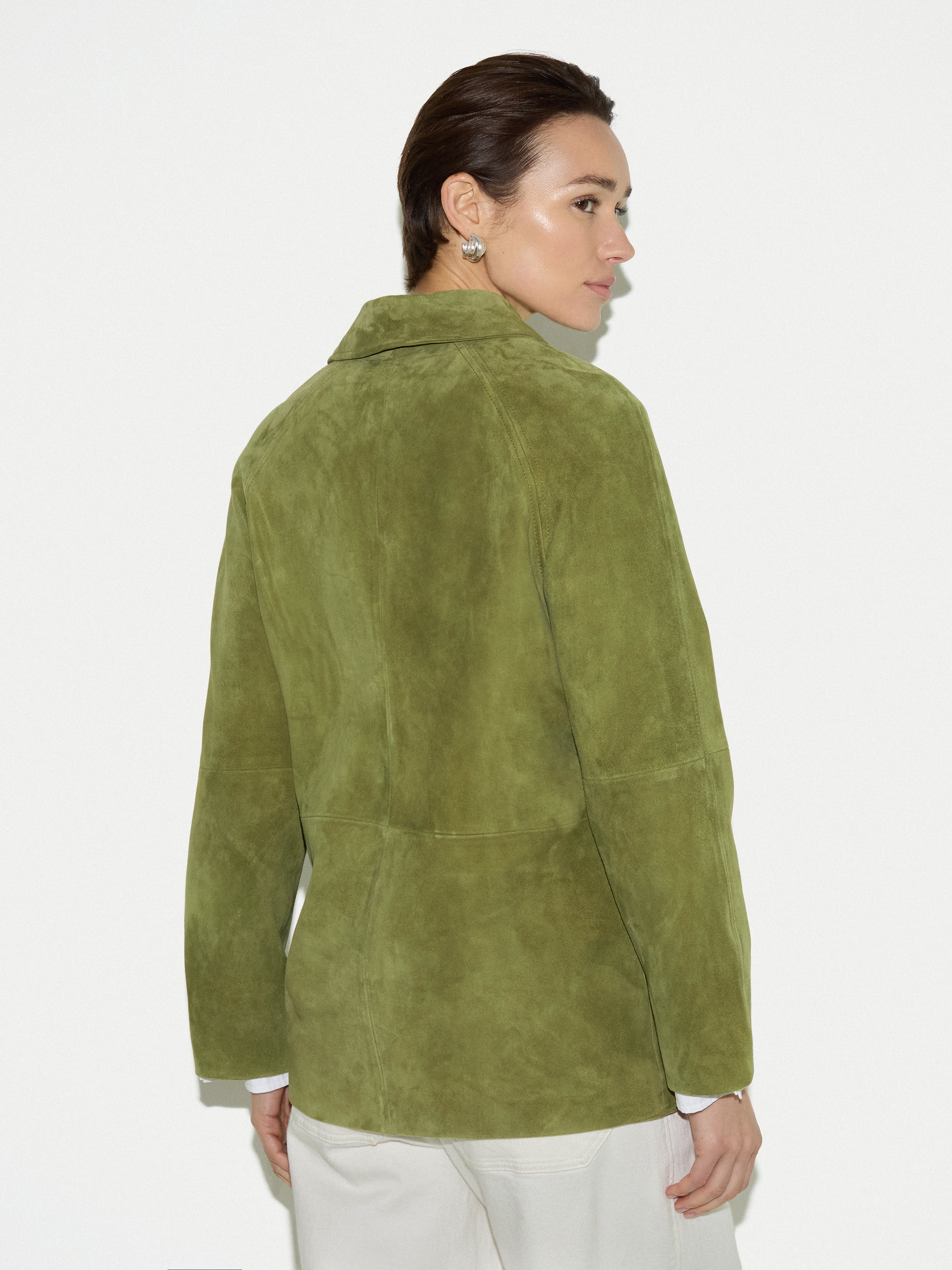 Suede Raglan Sleeve Jacket | Green - Image 5