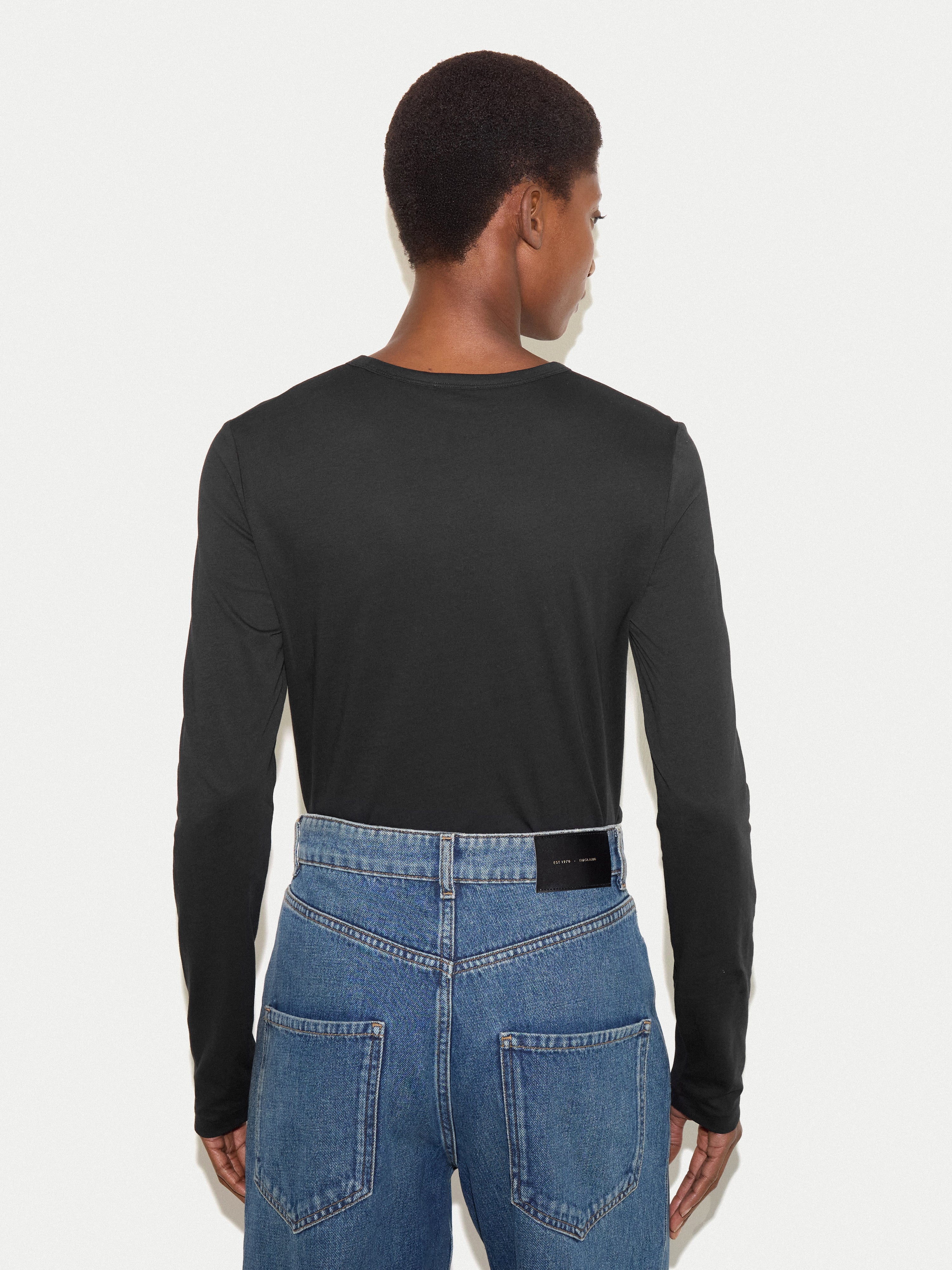 Supima Cotton Long Sleeve T-shirt | Black - Image 4