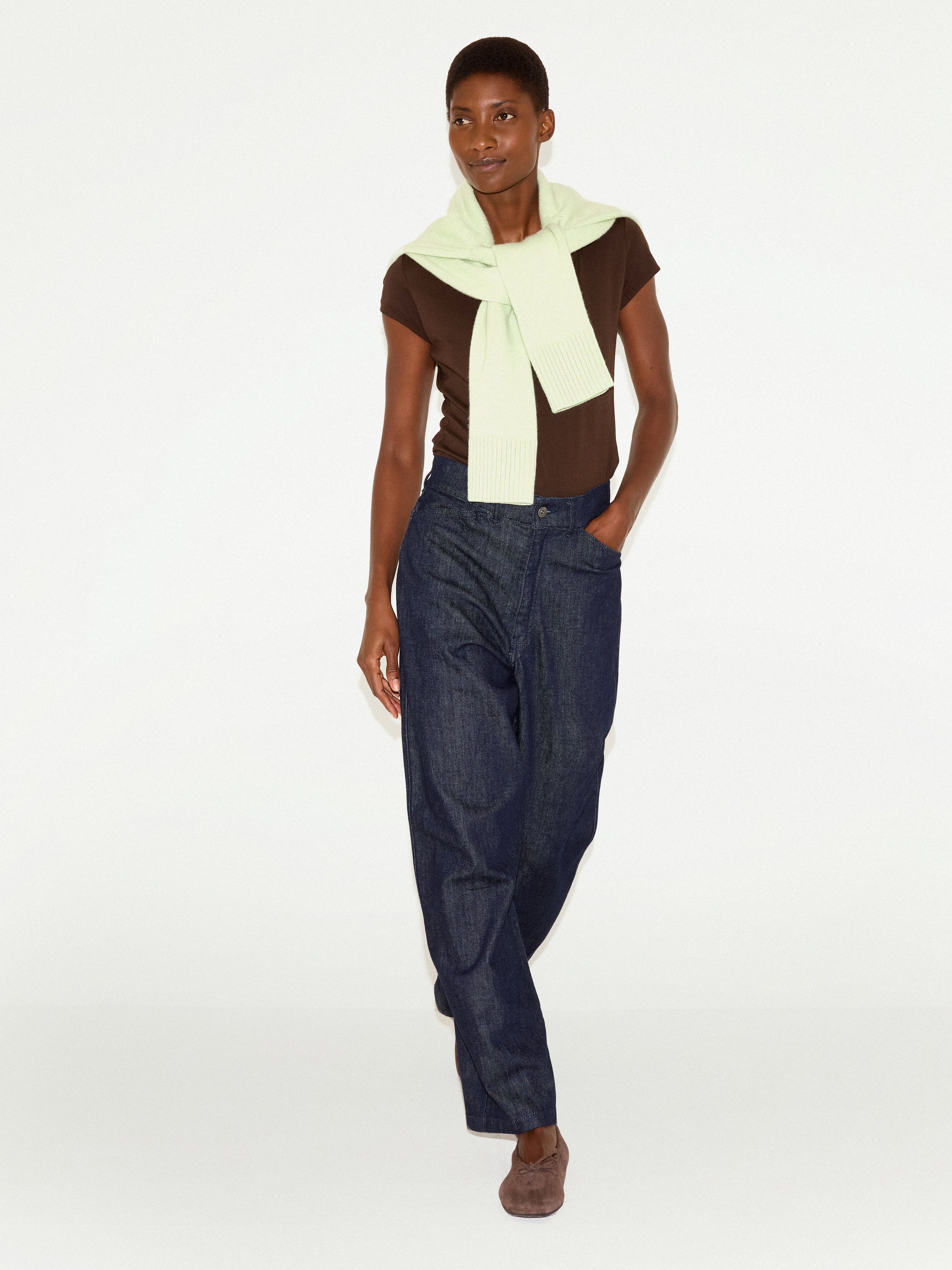 Supima Cotton Scoop Neck T-shirt | Dark Brown - Image 3