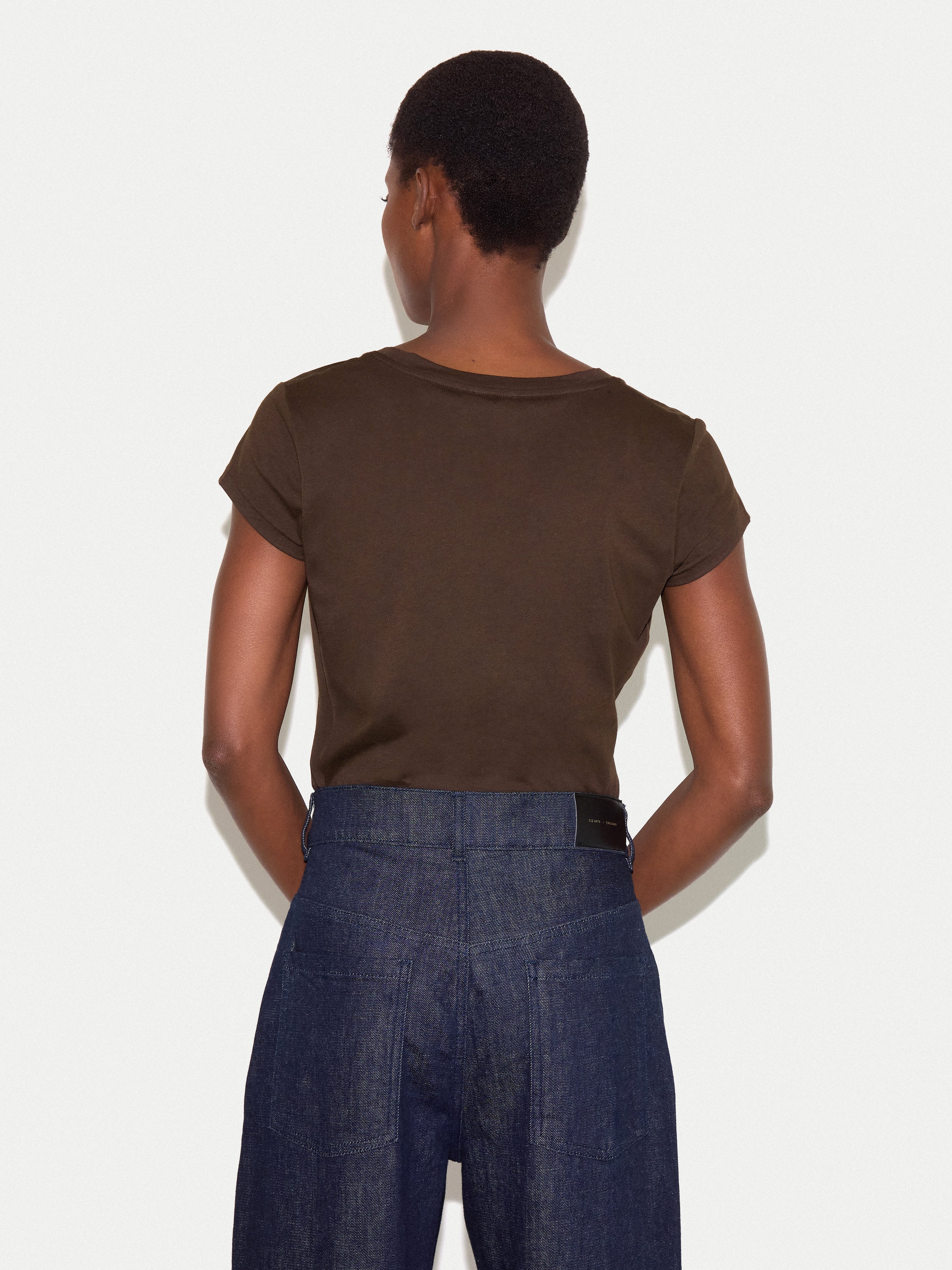 Supima Cotton Scoop Neck T-shirt | Dark Brown - Image 4